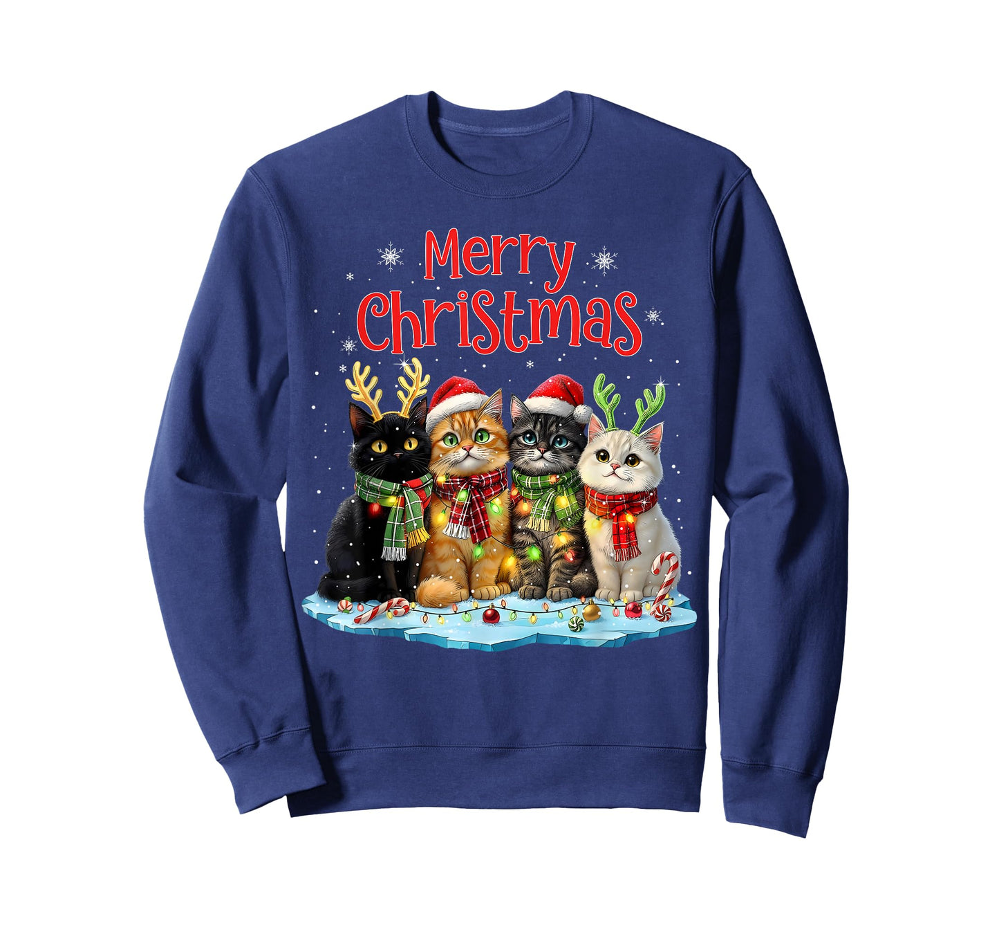 Cute Christmas Cats Funny Xmas Holiday Kitten Lover Graphic T-Shirt