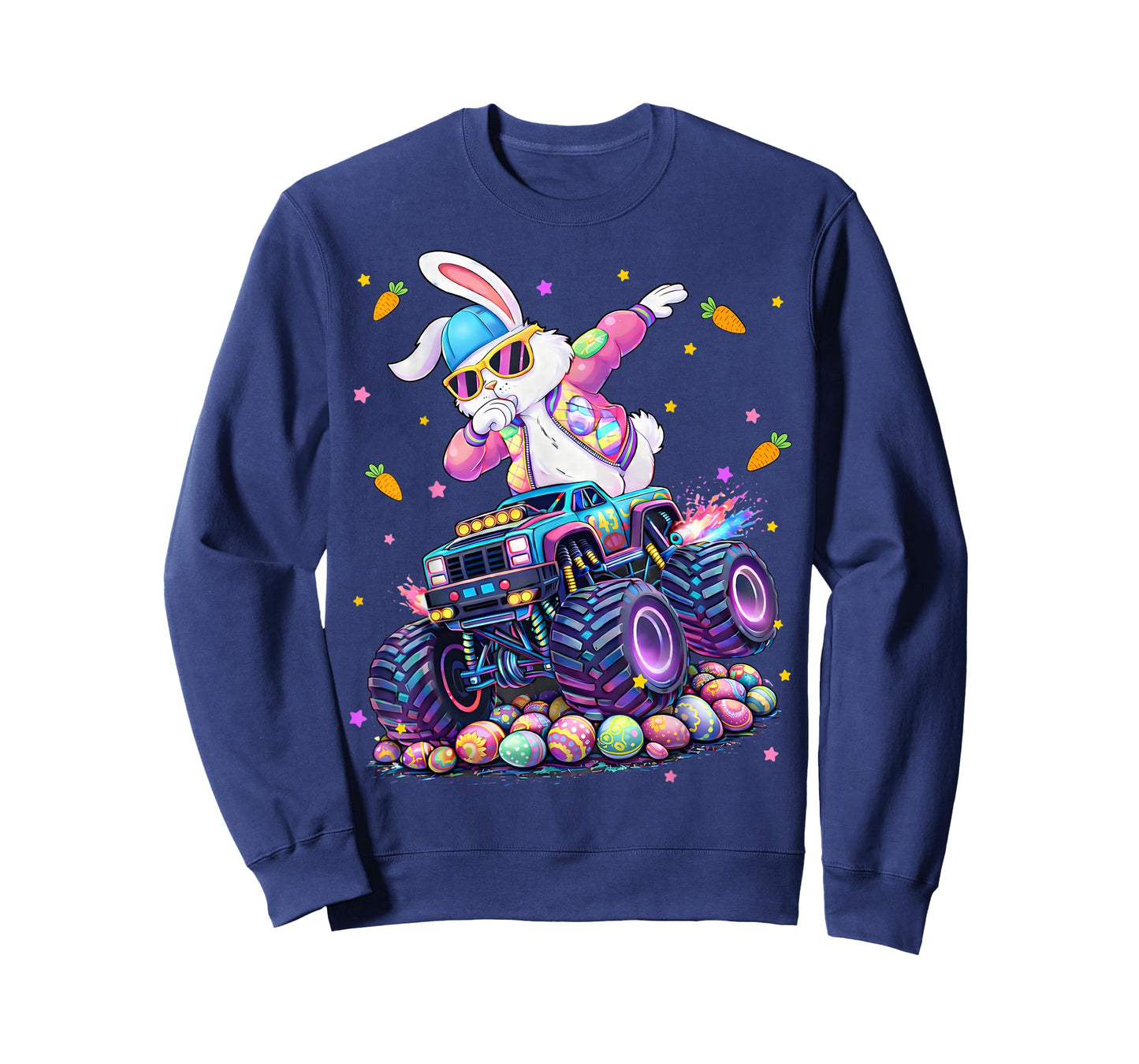 Funny Monster Truck Dabbing Rabbit Easter Bunny Men Boy T-Shirt