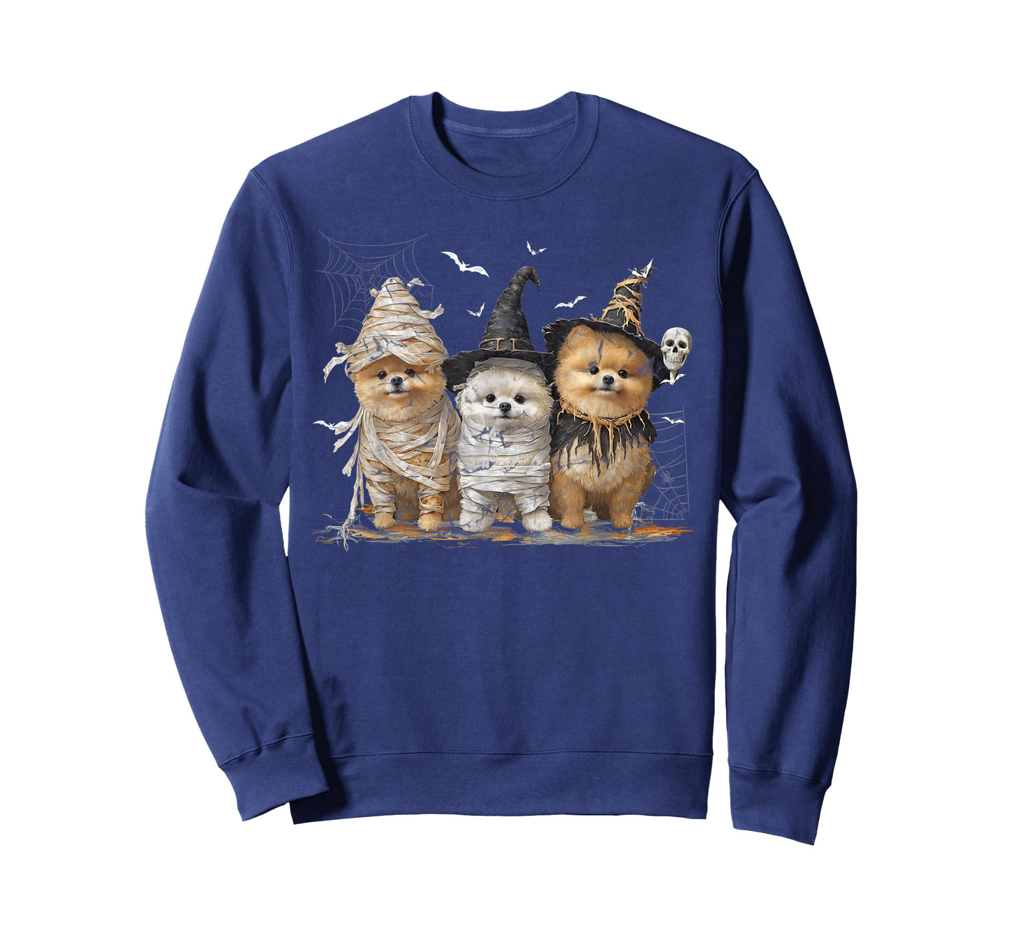 Cute Pomeranian Dog Dressed Ghost Funny Halloween T-Shirt