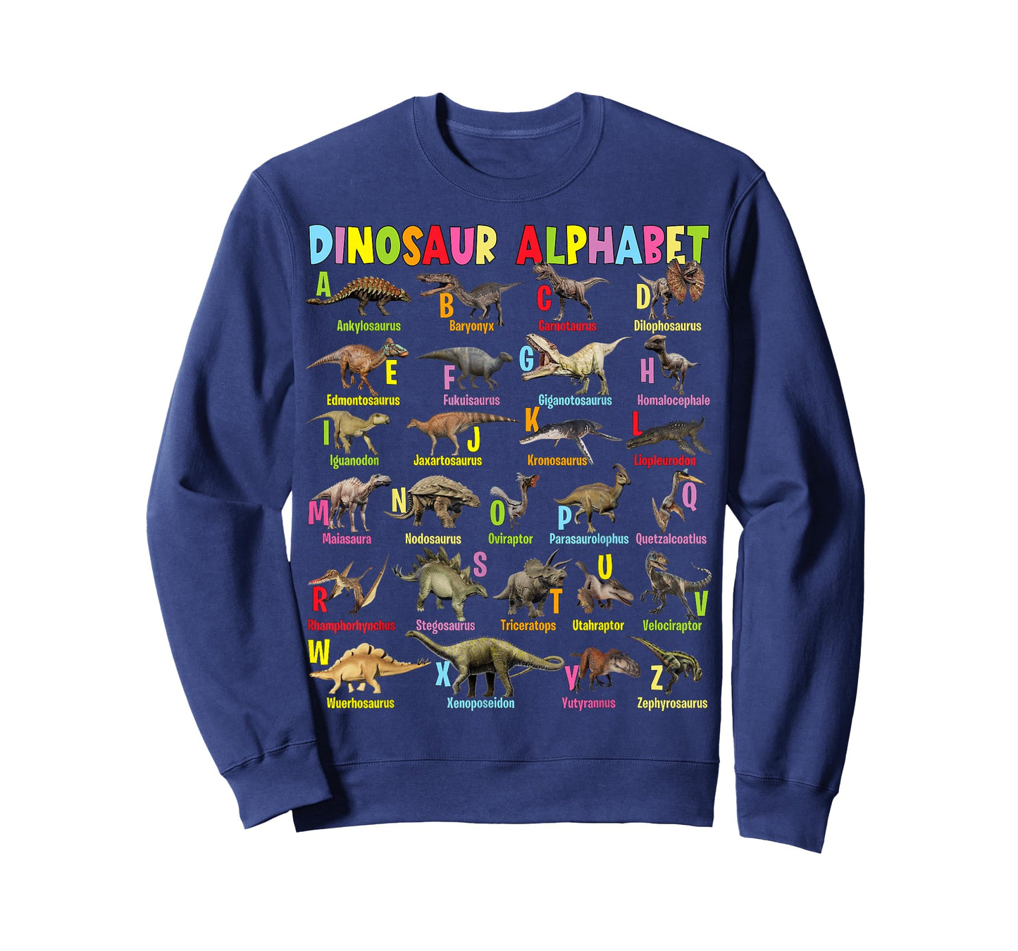 Types of Dinosaurs Alphabet A-Z Funny Dinosaur T-Shirt