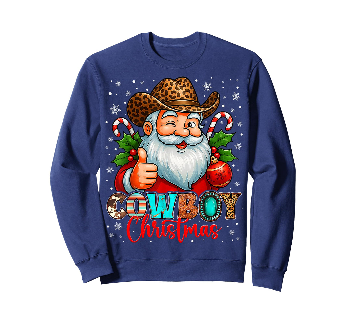Cowboy Christmas Santa Pajamas Xmas Men Boy Kids Outfit Gift T-Shirt