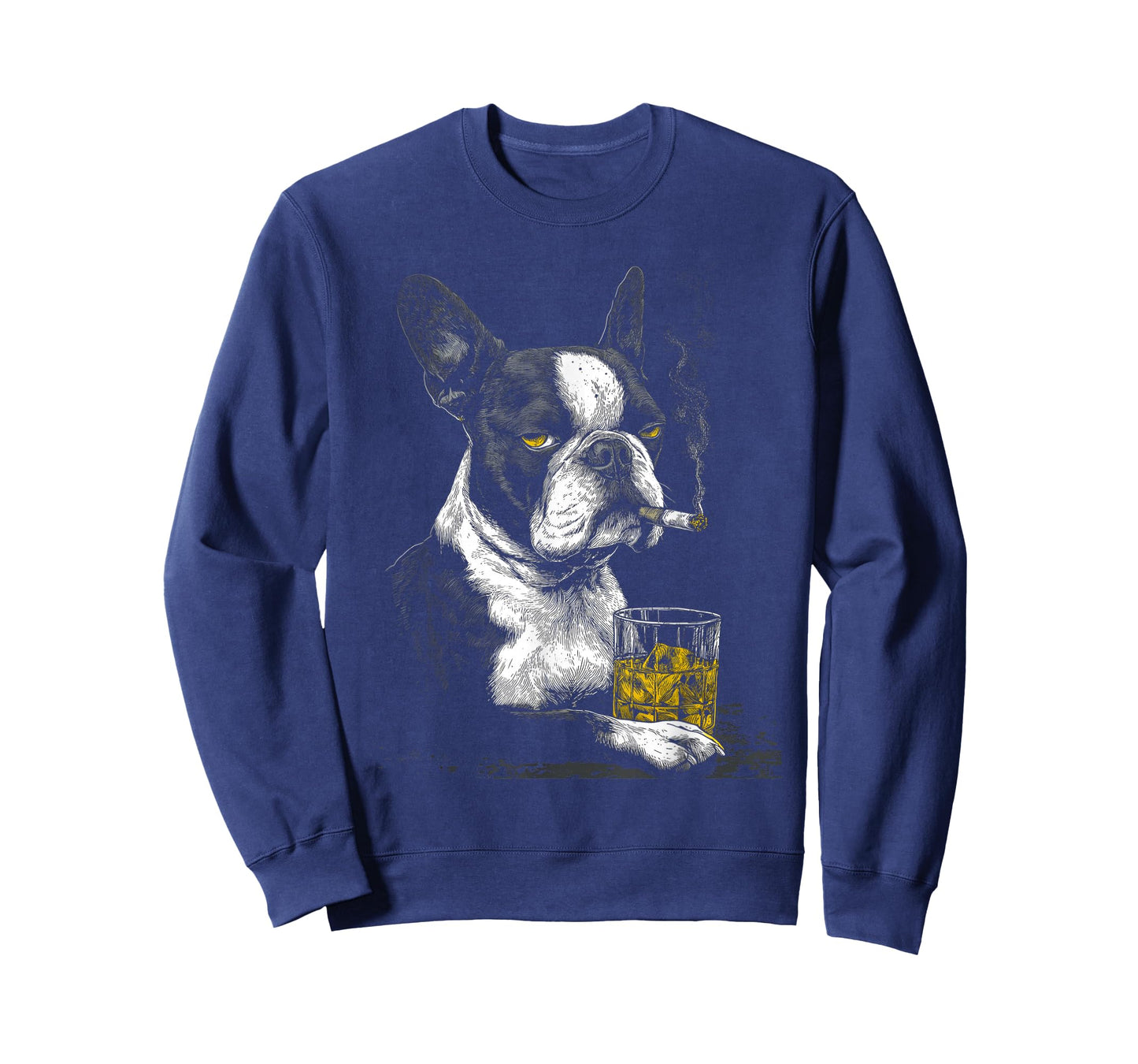 Boston Terrier Smoking Cigarette Whisky Lover Funny Dog T-Shirt