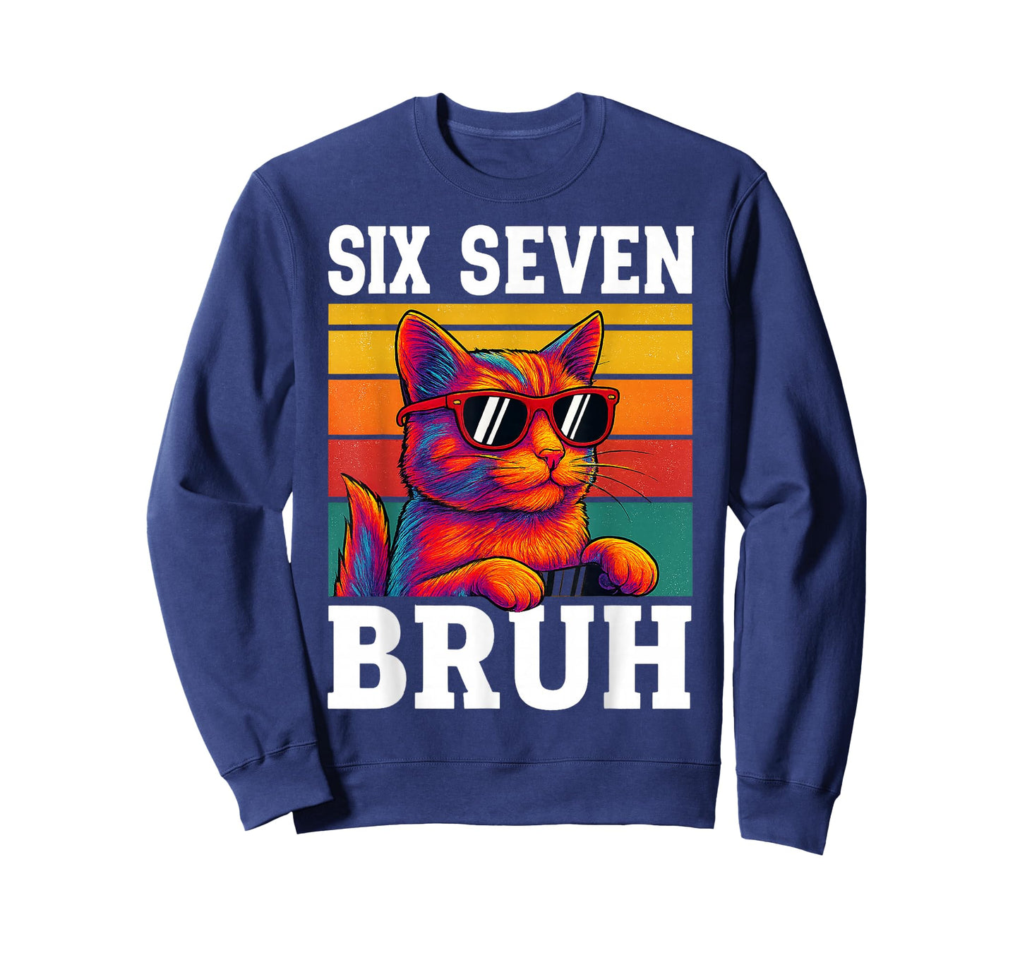 Six Seven Bruh Cat Retro Vintage Funny 67 Meme Men Women Kid T-Shirt
