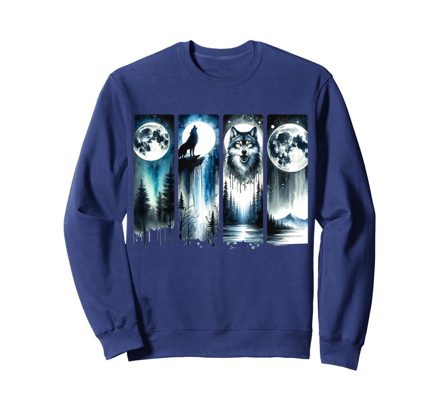 Wolf & Full Moon Forest Night Scene - Graphic T-Shirt