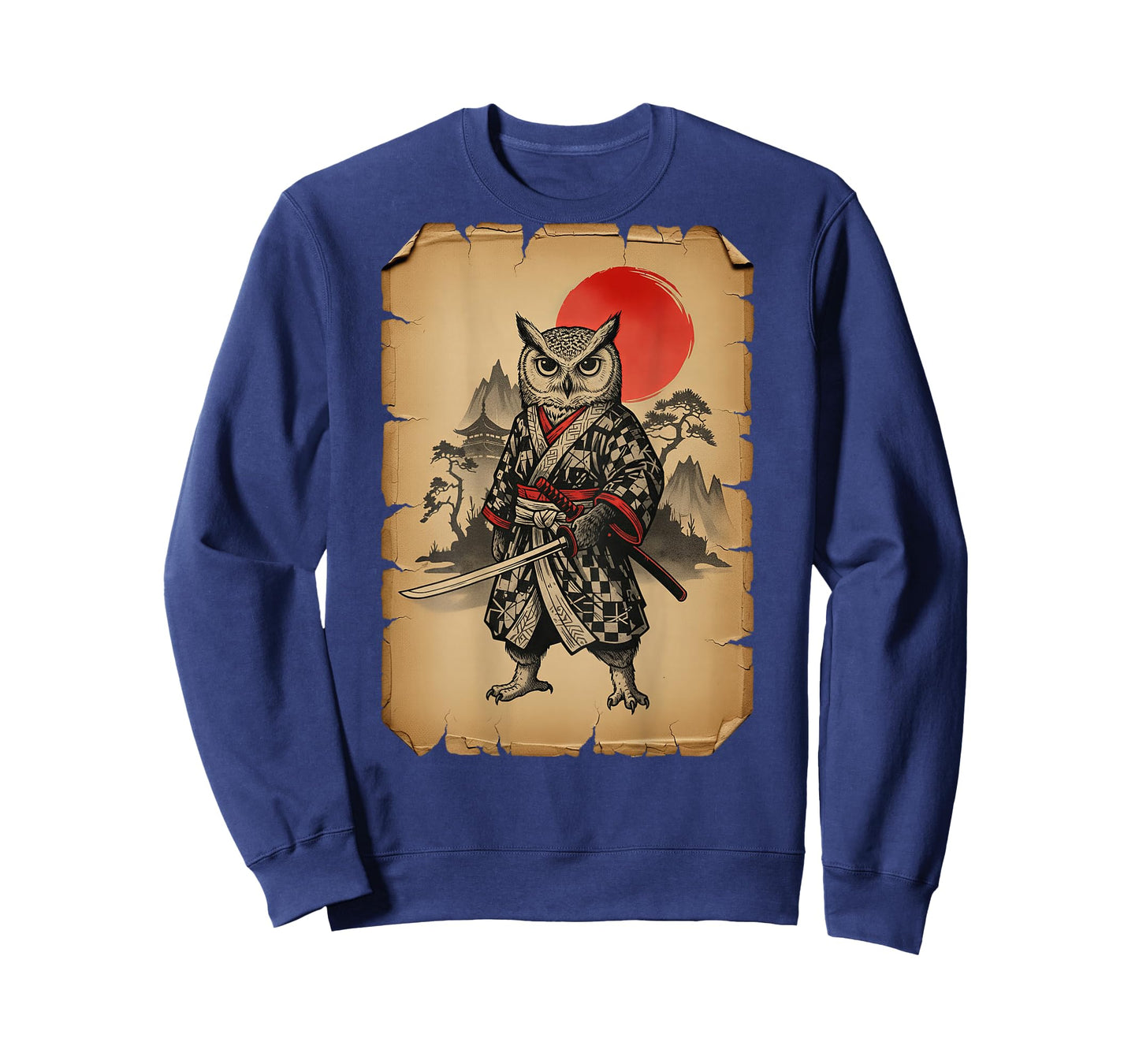 Samurai Owl Japanese Art Anime (On Back) T-Shirt