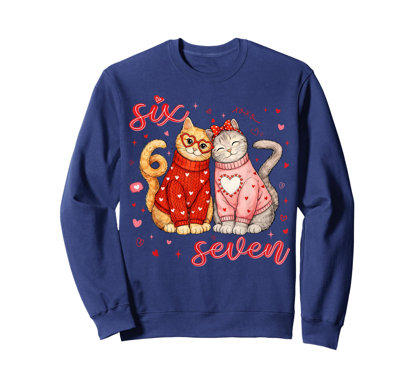 67 Six Seven 6 7 Meme Couple Valentine Funny Cat Men Women T-Shirt