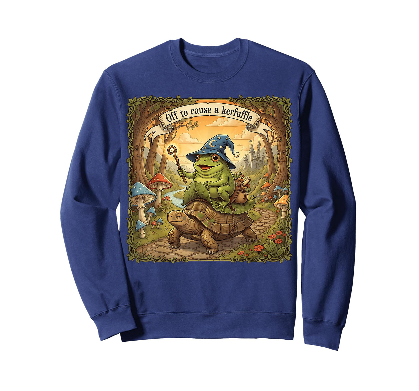 Off to Cause A Kerfuffle Funny Meme Whimsical Frog Wizard T-Shirt