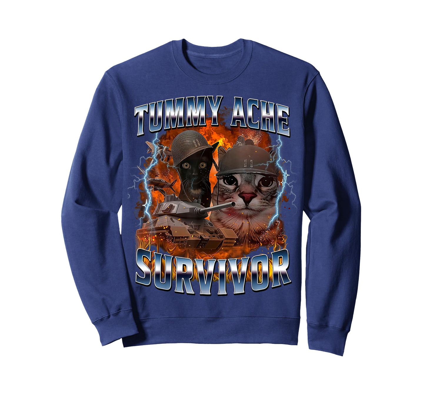 I Survived Today's Tummy Ache Funny Silly Cat Meme T-Shirt