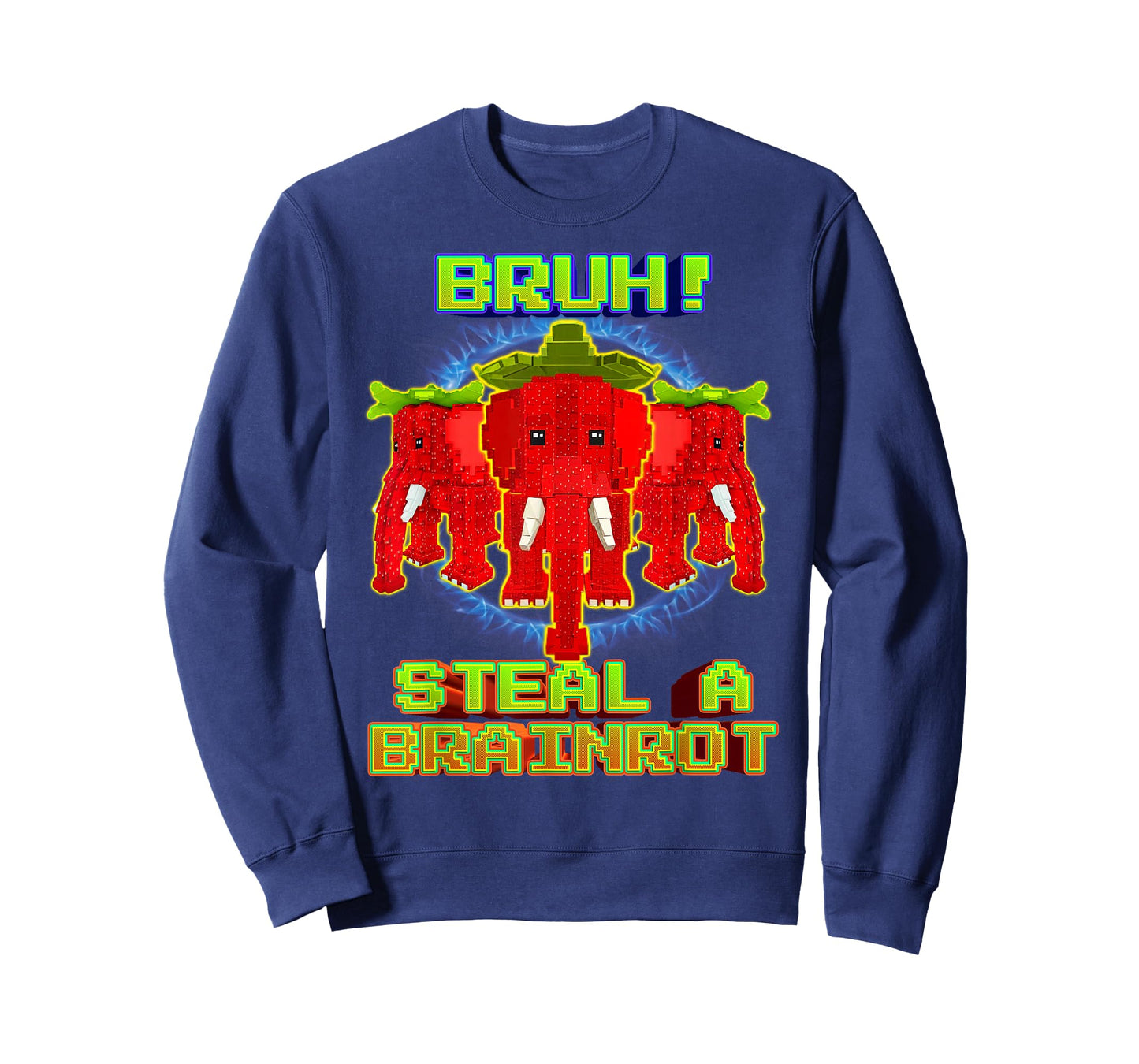 Bruh Funny Strawberry Elephant Brainrot for Boys Kids Teens T-Shirt