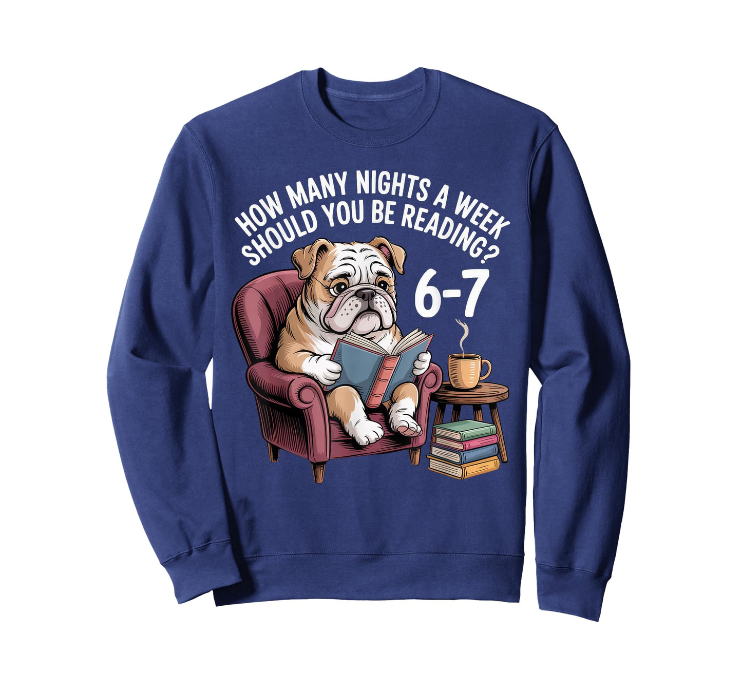 Funny English Bulldog Dog Reading Book 67 Six Seven Meme T-Shirt