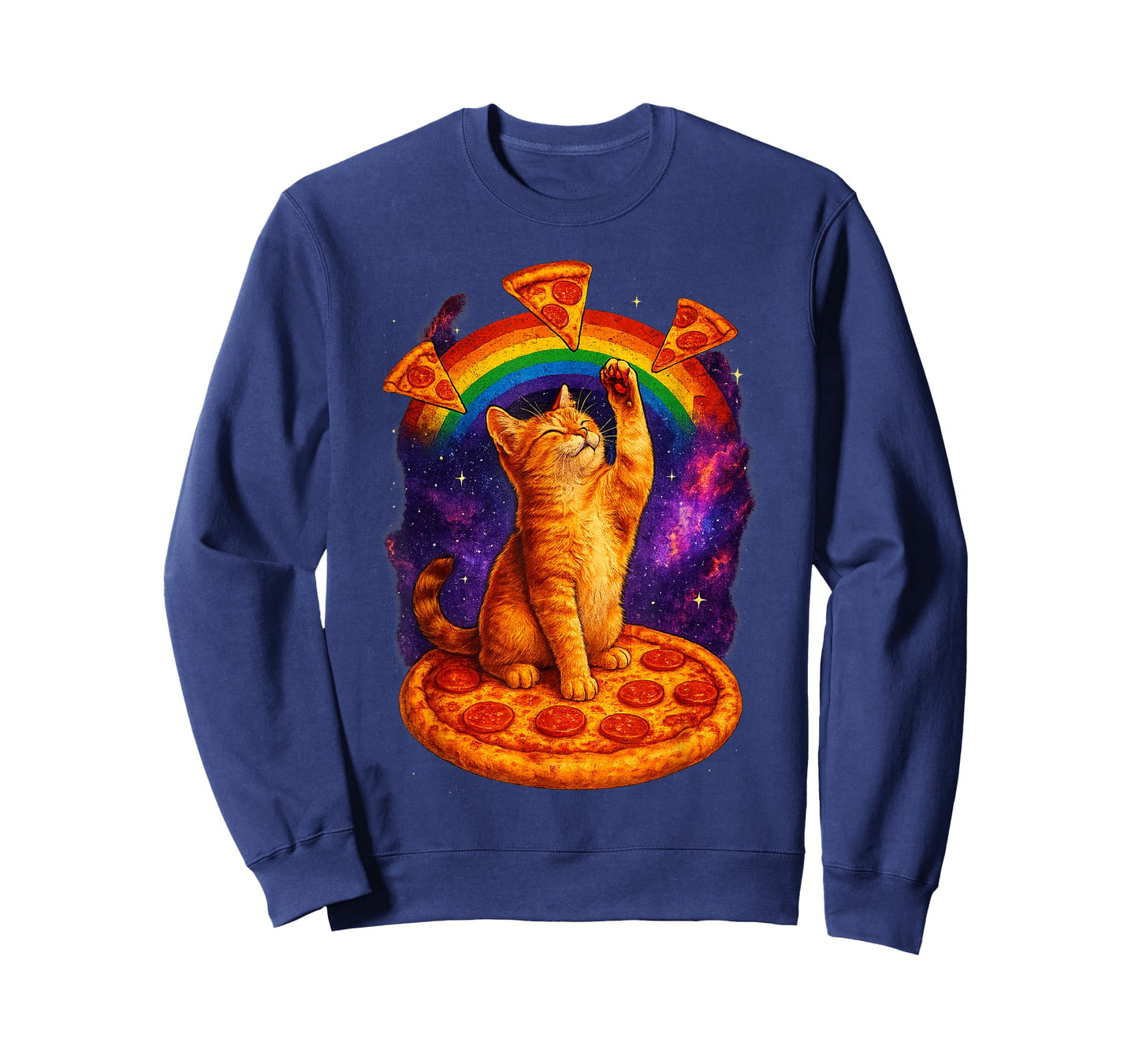 Space Cat Pizza Rainbow Cat Galaxy Cute Kitty in Space T-Shirt