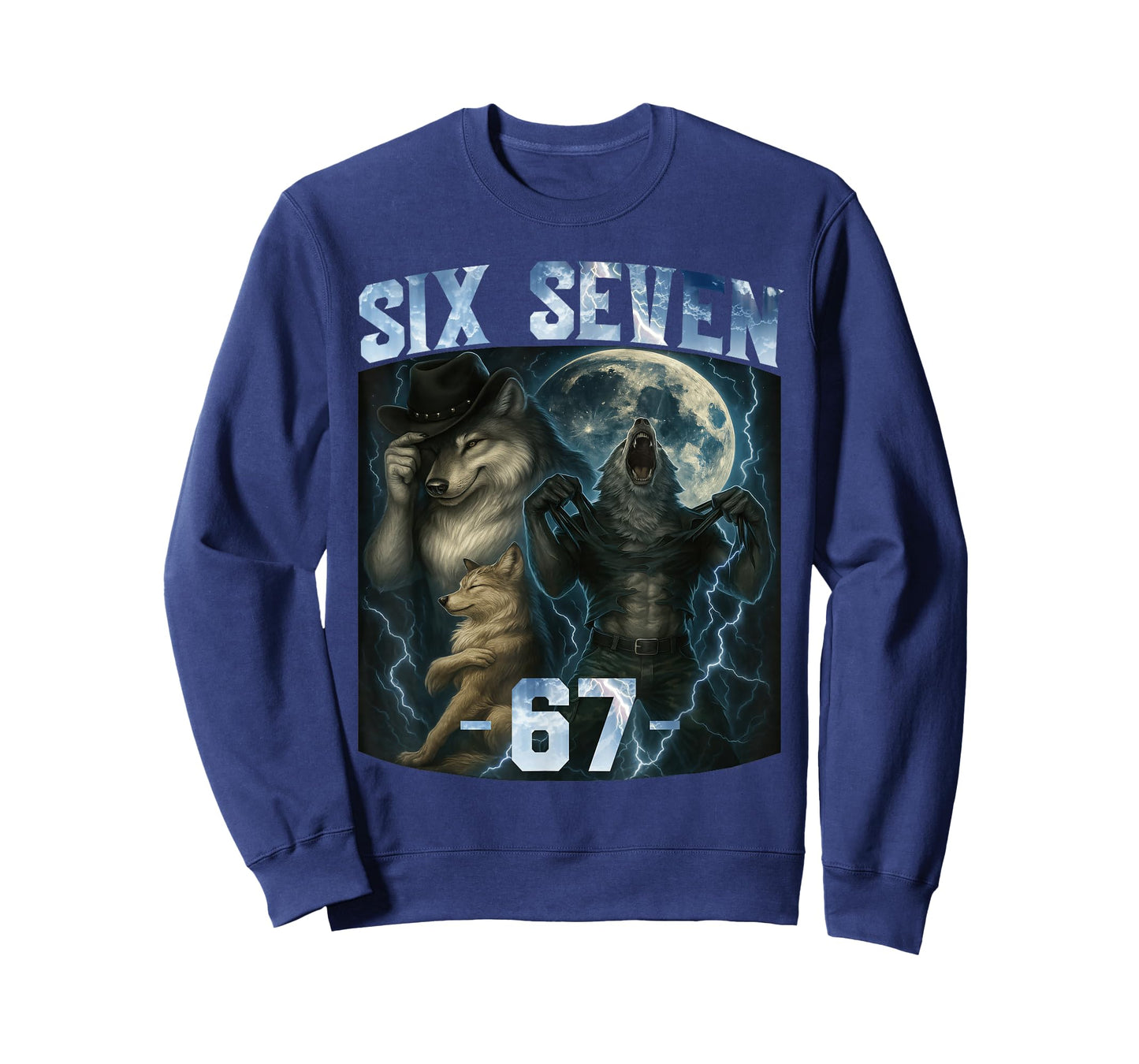 67 Alpha Wolf Meme Funny Graphic Tee Six Seven Humor Gen Z T-Shirt