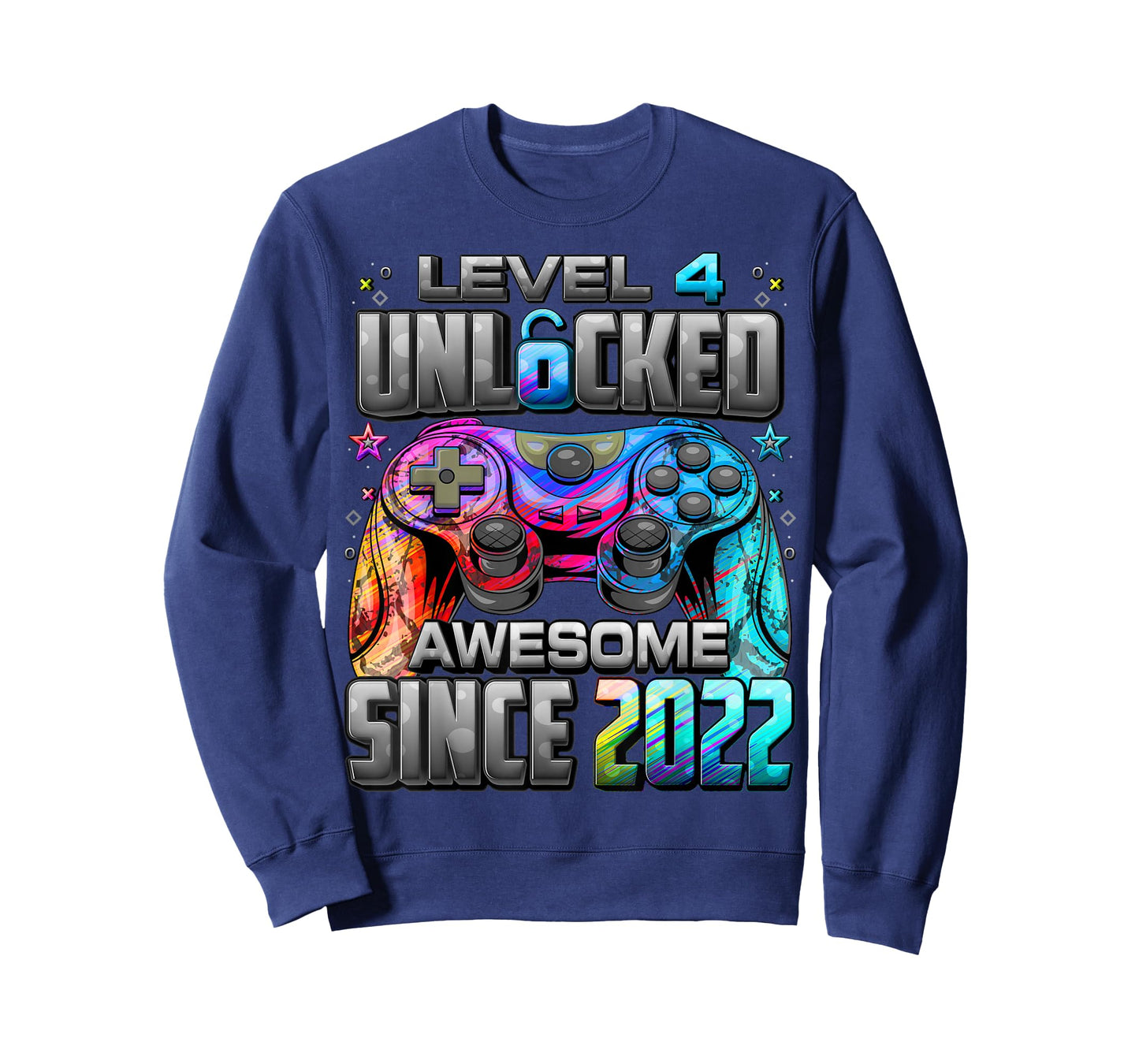 Level 4 Unlocked Awesome Since 2022 4th Birthday Gaming T-Shirt