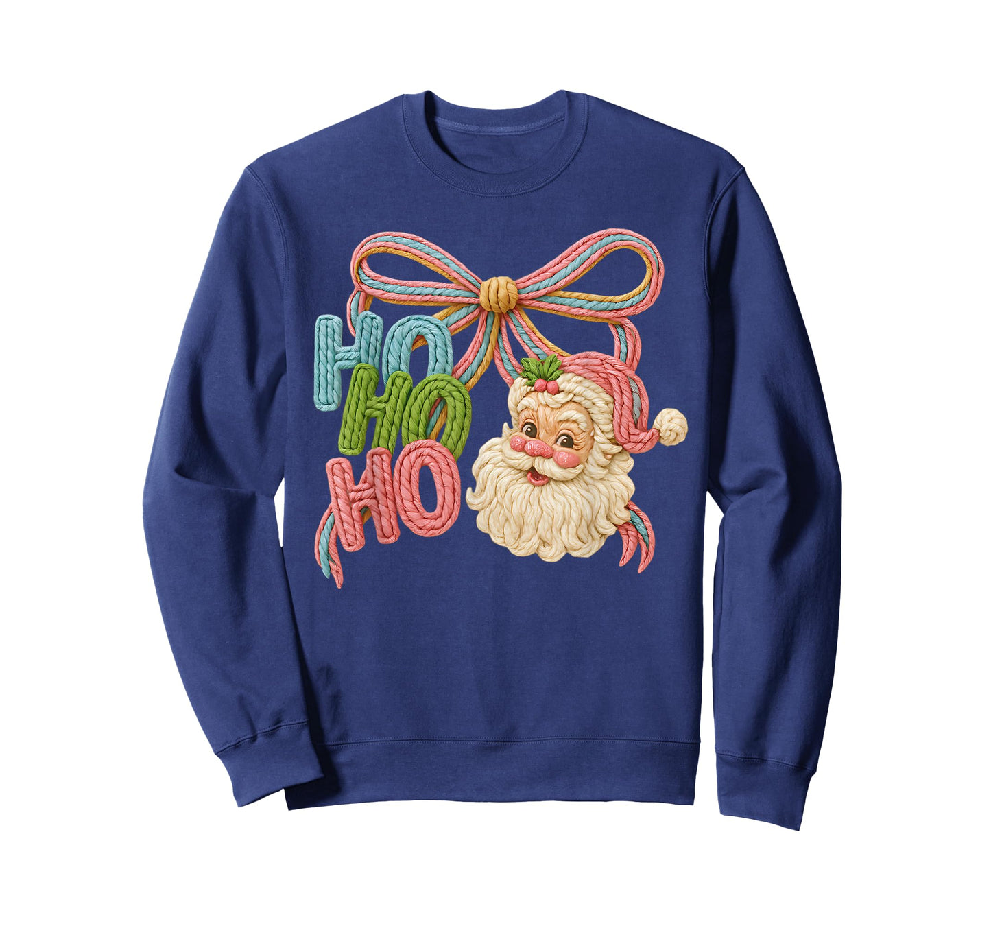 Ho Ho Ho Knitted Crochet Coquette Bow Xmas Holiday Christmas T-Shirt