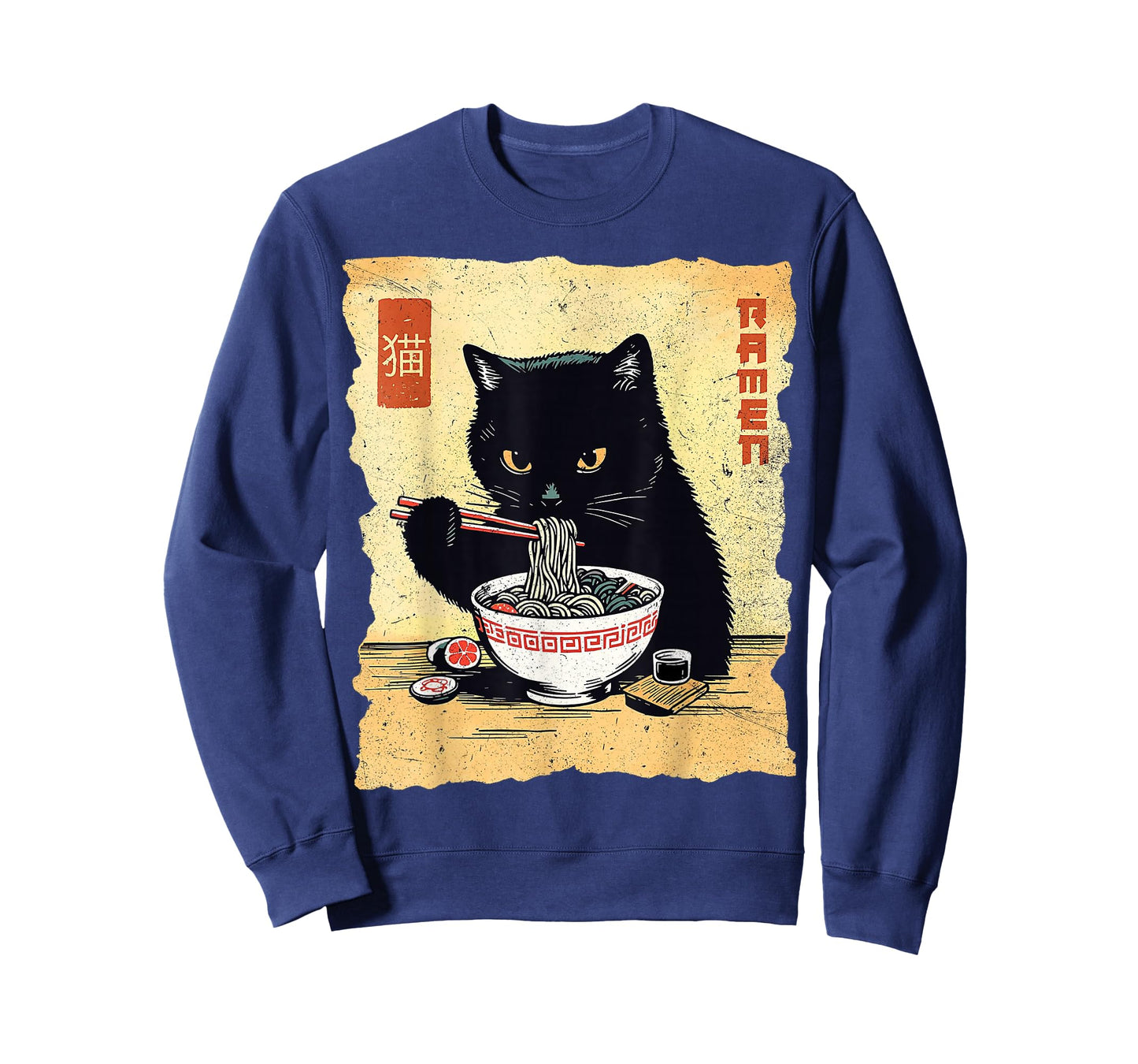 Kawaii Cat Eating Ramen Noodles Funny Anime Gift Girls Teens T-Shirt
