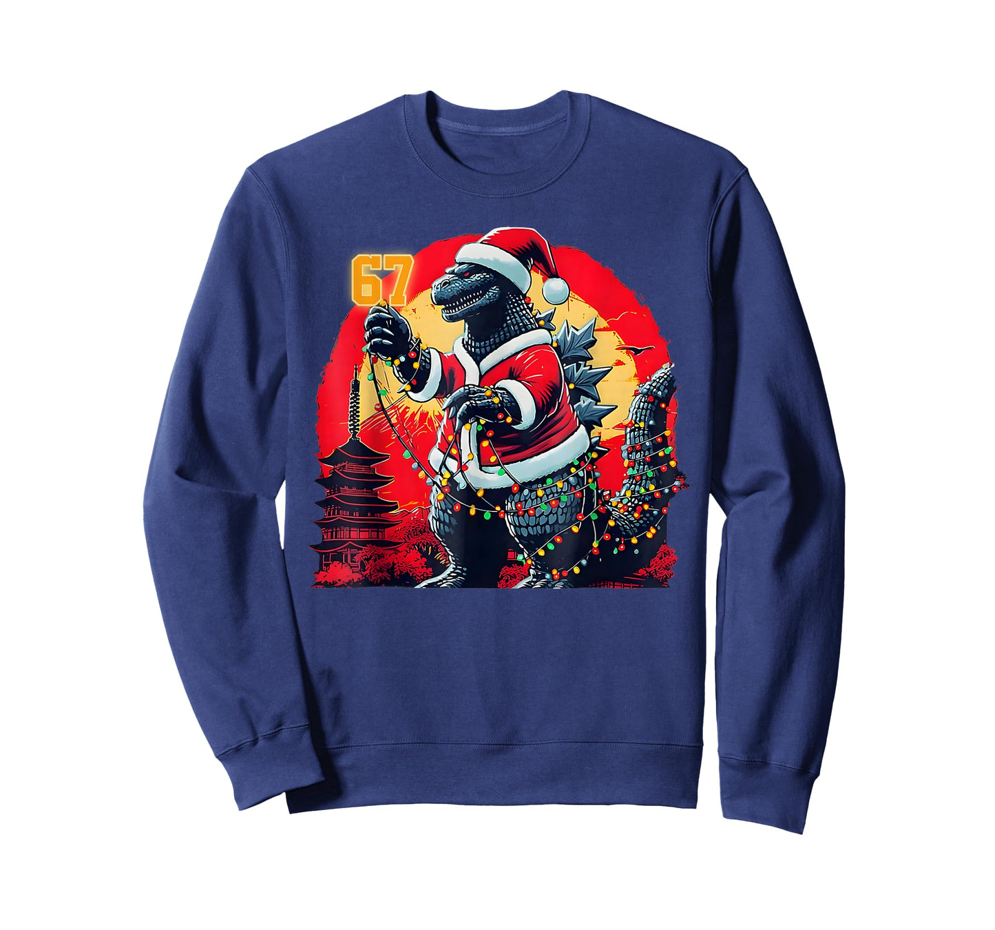 Xmas Christmas Santazilla 67 Funny Holiday Monster Dinosaur T-Shirt