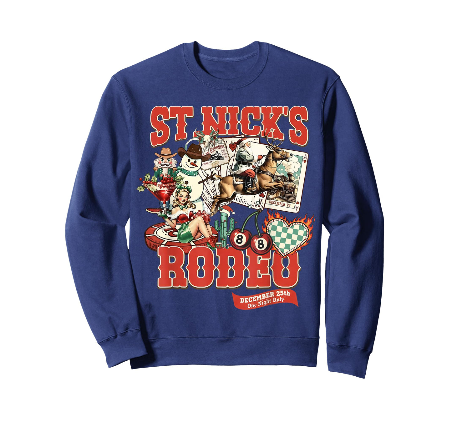 St. Nick’s Rodeo Retro Western Christmas Collage Santa T-Shirt