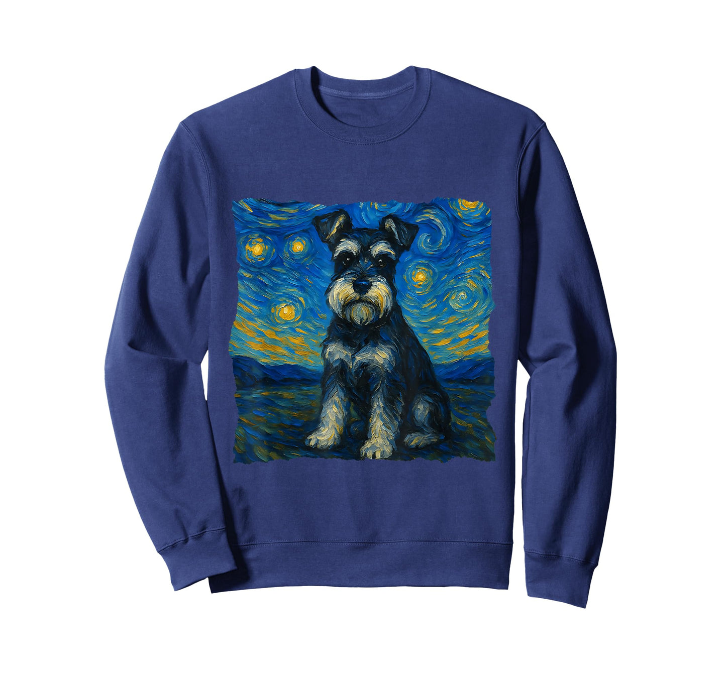 Schnauzer Dog Art Starry Night Style Painting Dog Lovers T-Shirt