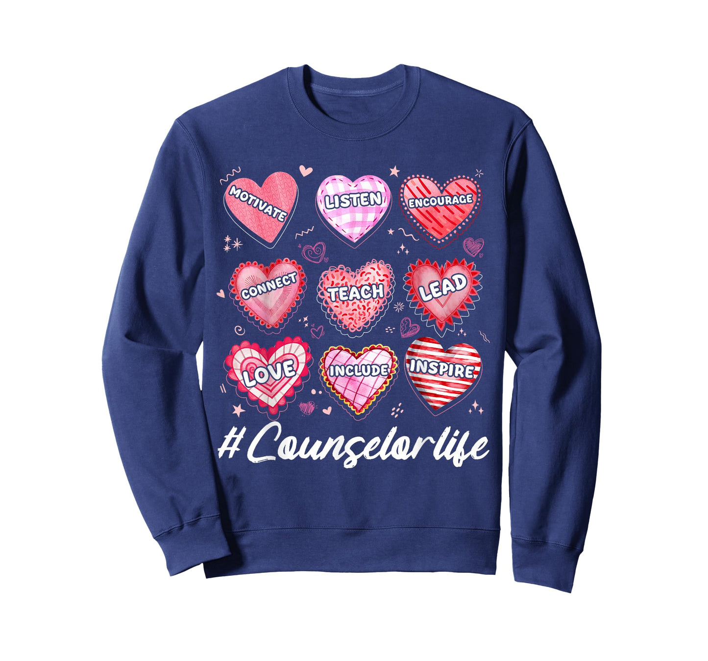School Counseling Counselor Life Hearts School Valentine T-Shirt