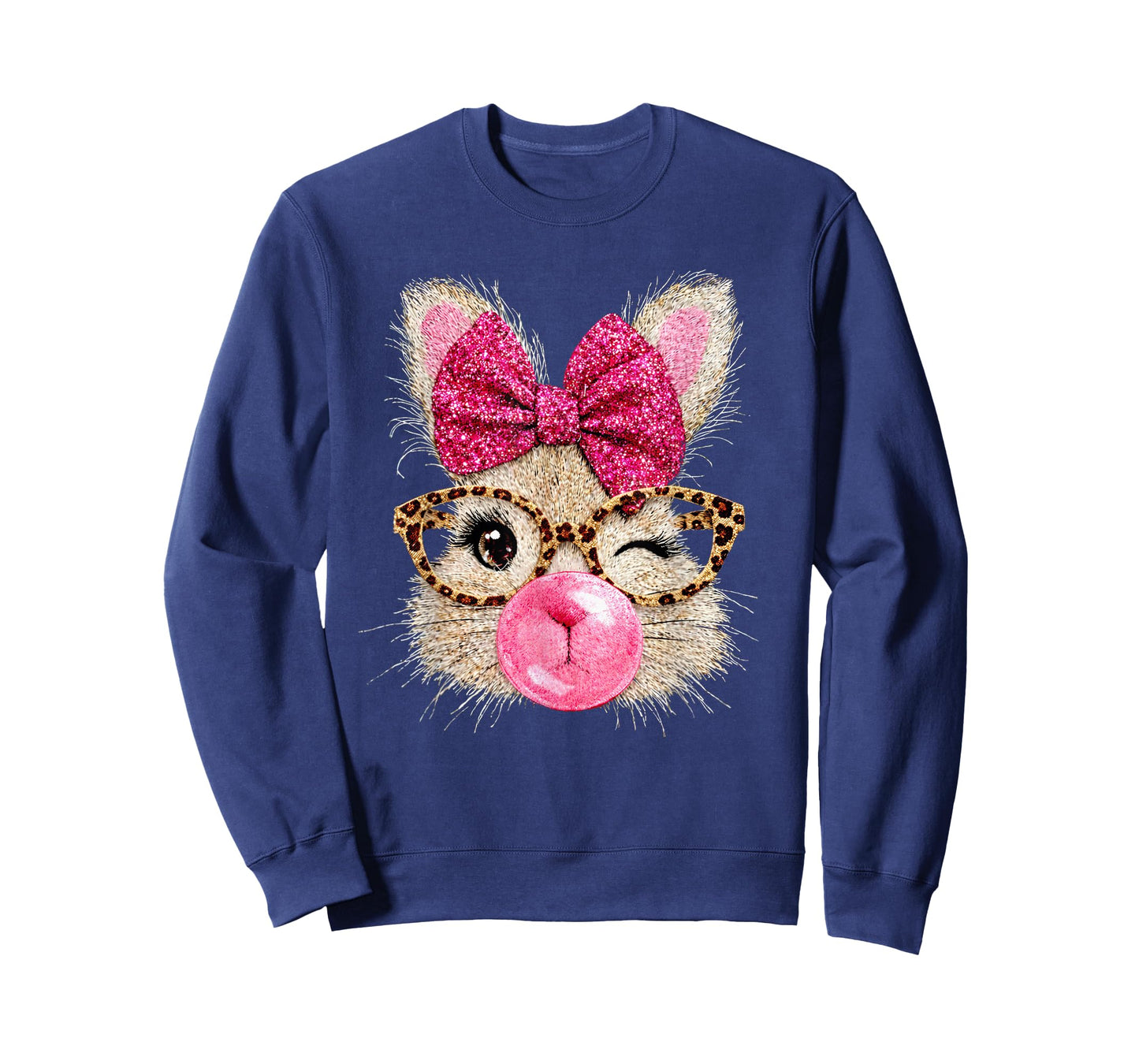 Cute Bunny Face Glasses Pink Bubble Gum Rabbit Happy Easter T-Shirt