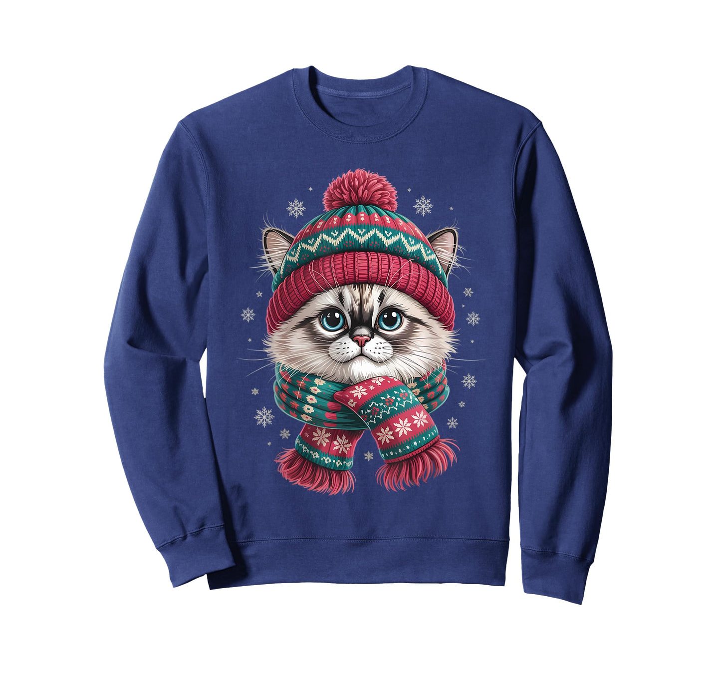 Funny Ragdoll Cat Santa Hat Christmas Lights T-Shirt