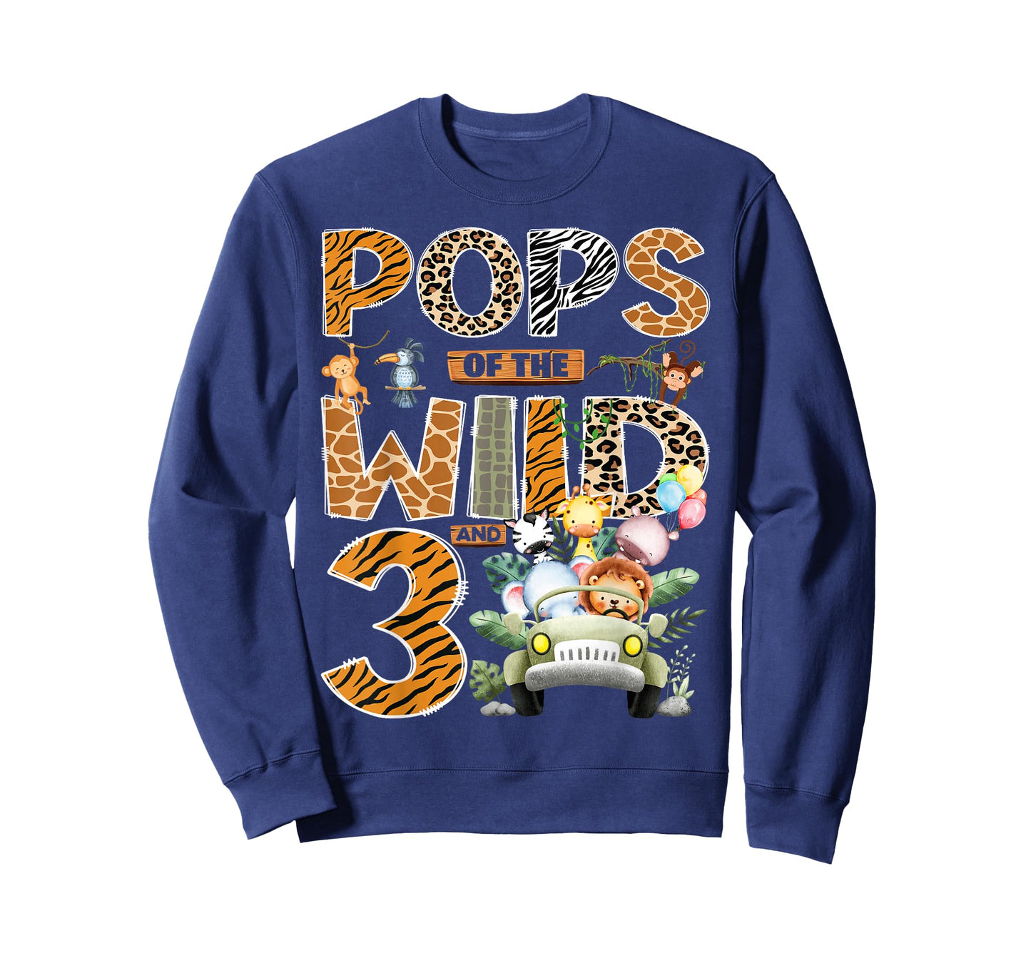 Pops of The Wild Three 3rd Birthday Boy Safari Jungle T-Shirt