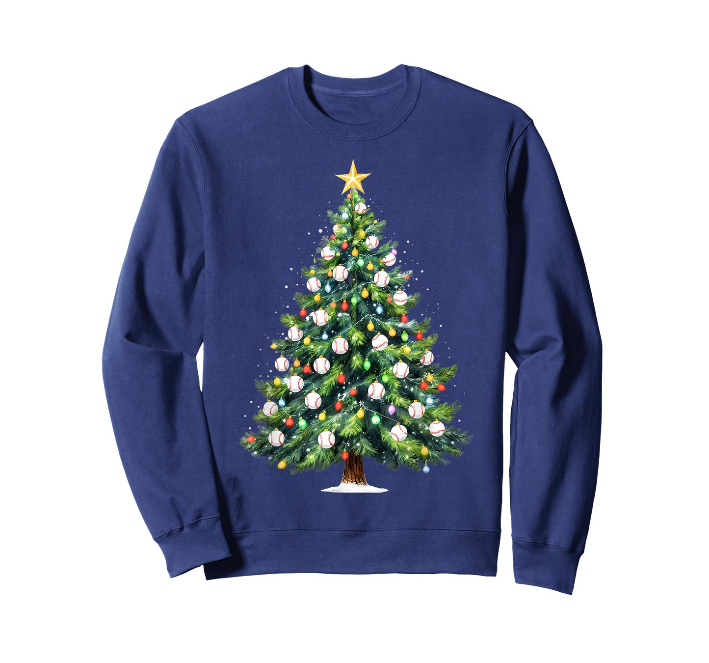 Christmas Baseball Tree Lights Funny Xmas Family Holiday T-Shirt