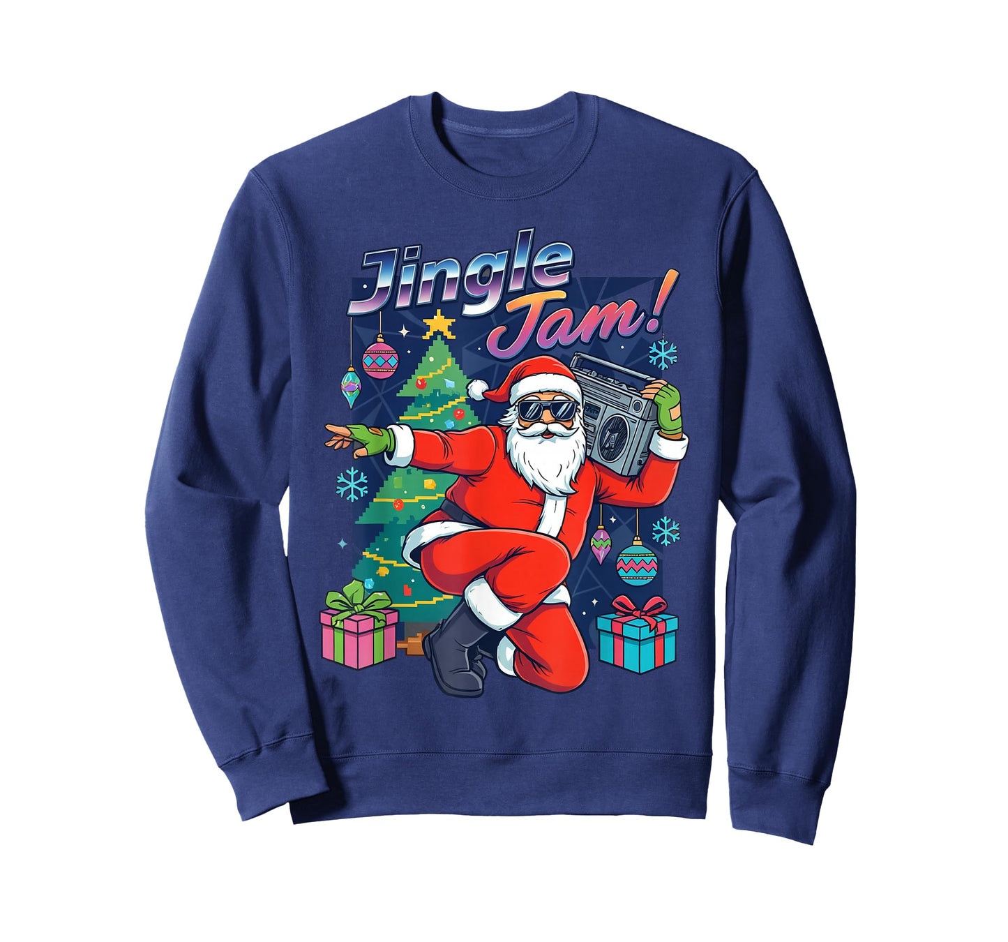 Jingle Jam Santa – Funky Christmas Boombox Party Design T-Shirt