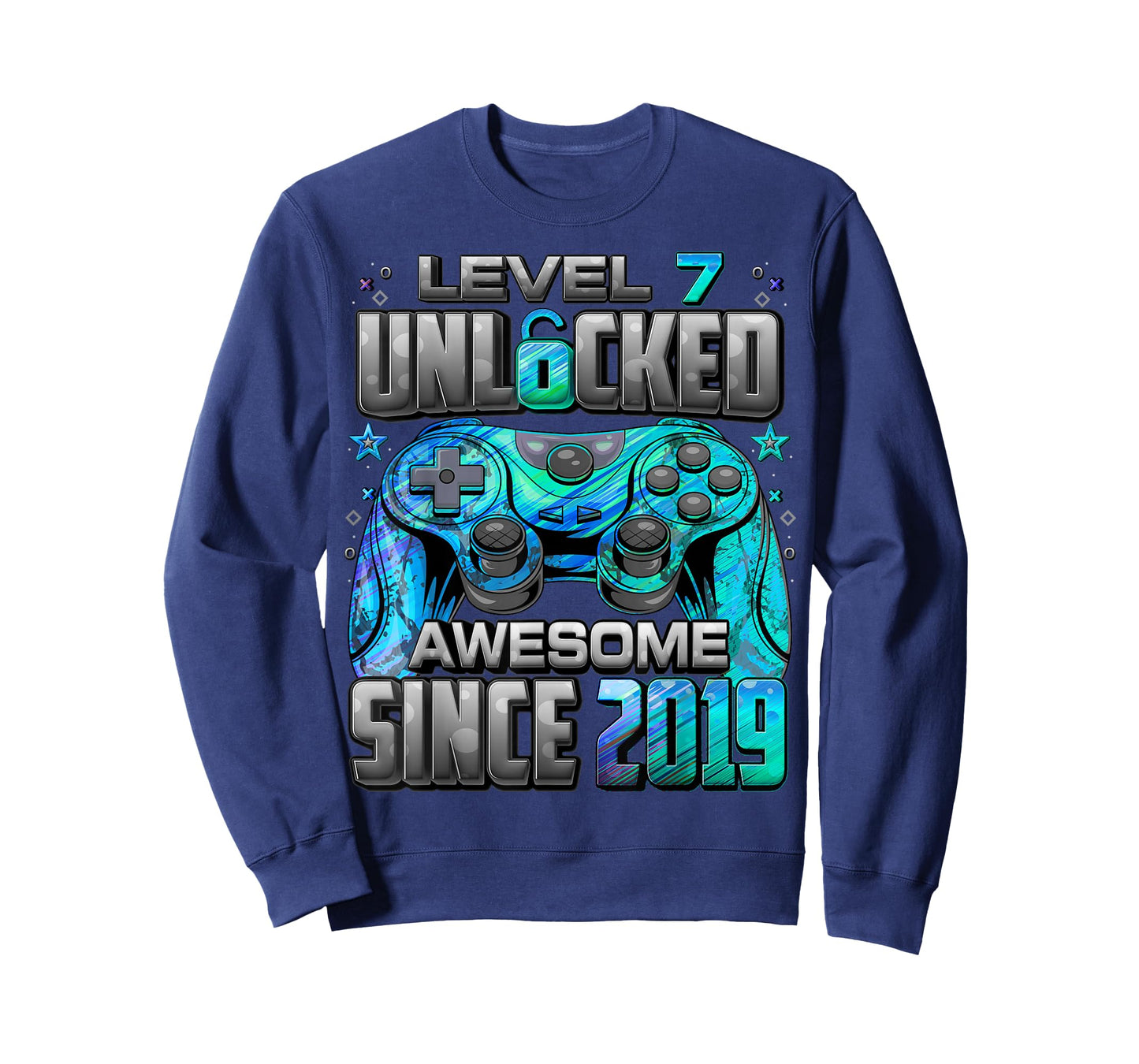 Level 7 Unlocked Awesome Since 2019 7th Birthday Gaming T-Shirt