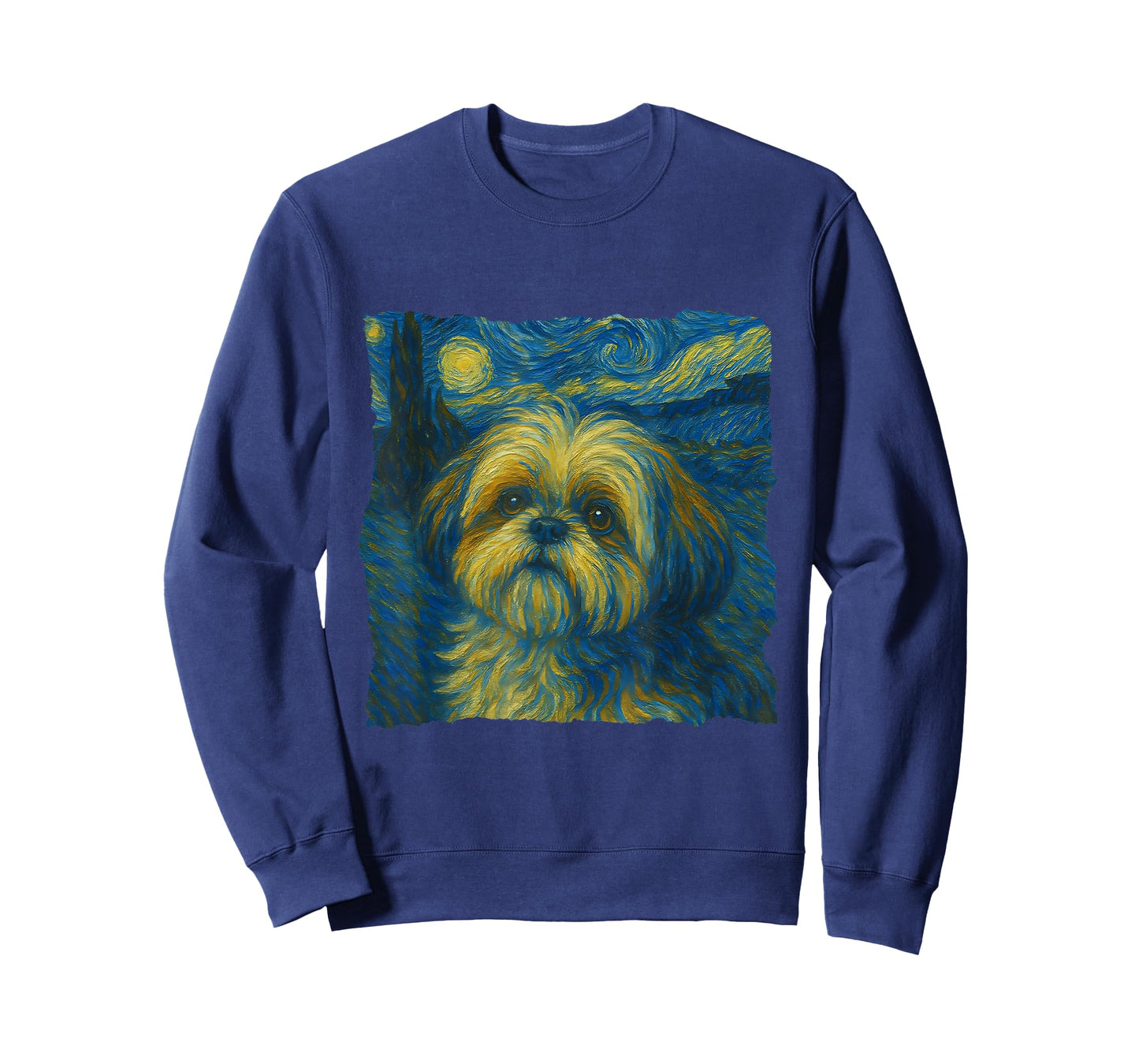 Shih Tzu Dog Art Starry Night Style Painting Dog Lovers T-Shirt