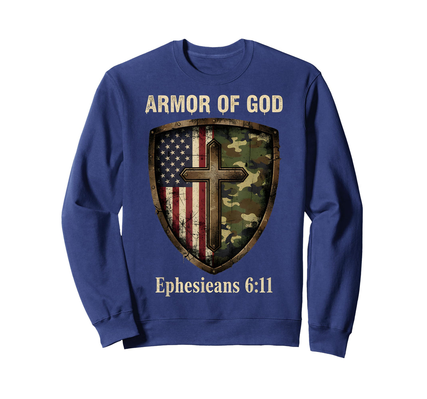 Armor God Camouflage Cross Religious Faith Military Bible T-Shirt