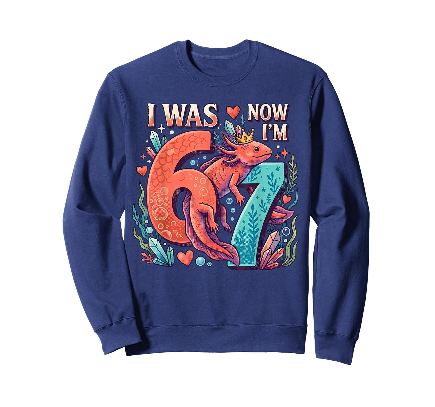 Axolotl Girl 6 7 Birthday I was 6 Now I'm 7th Birthday T-Shirt