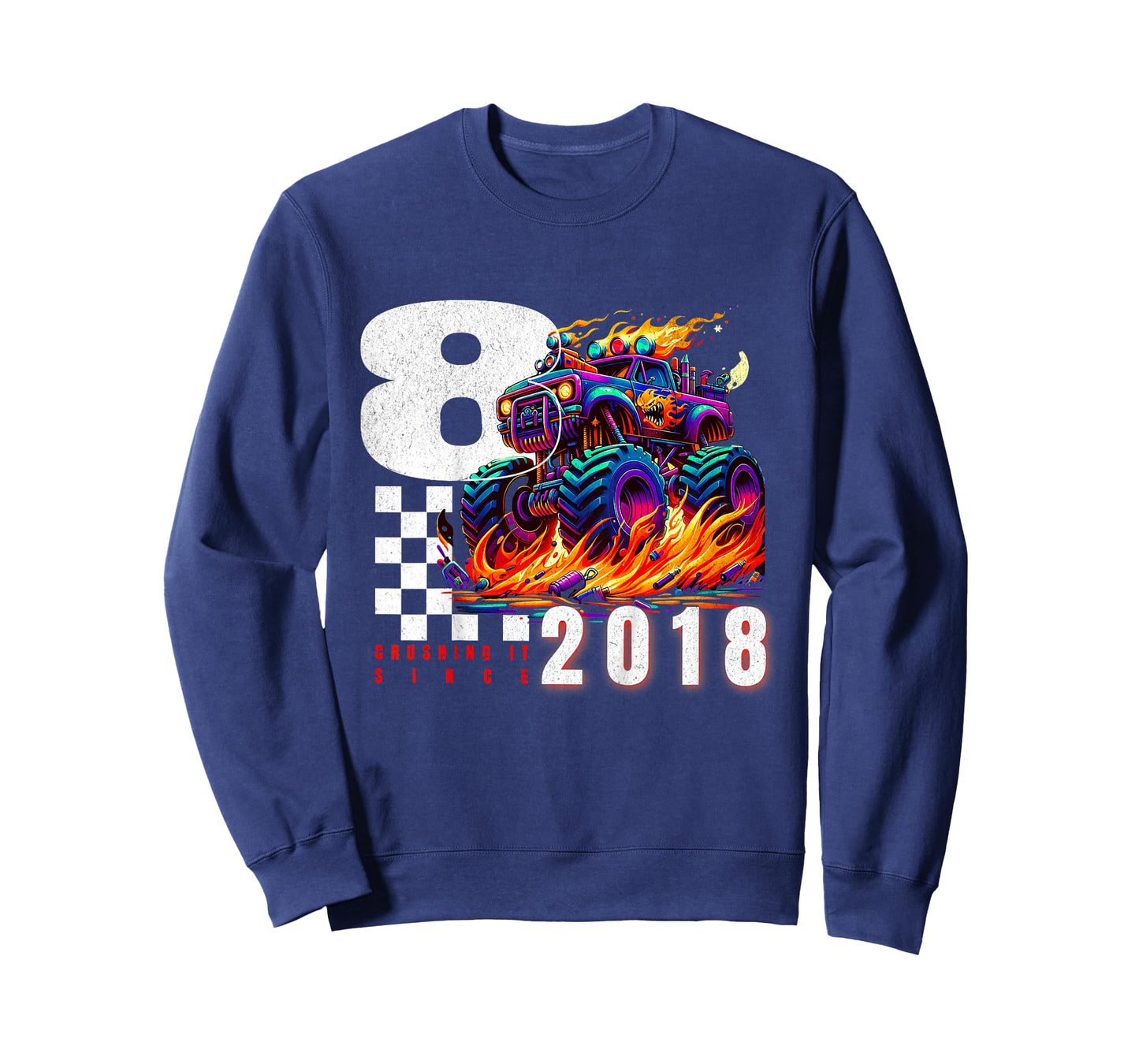Kids 8th Birthday Truck Turning 8 Years Old Boy Born in 2018 T-Shirt