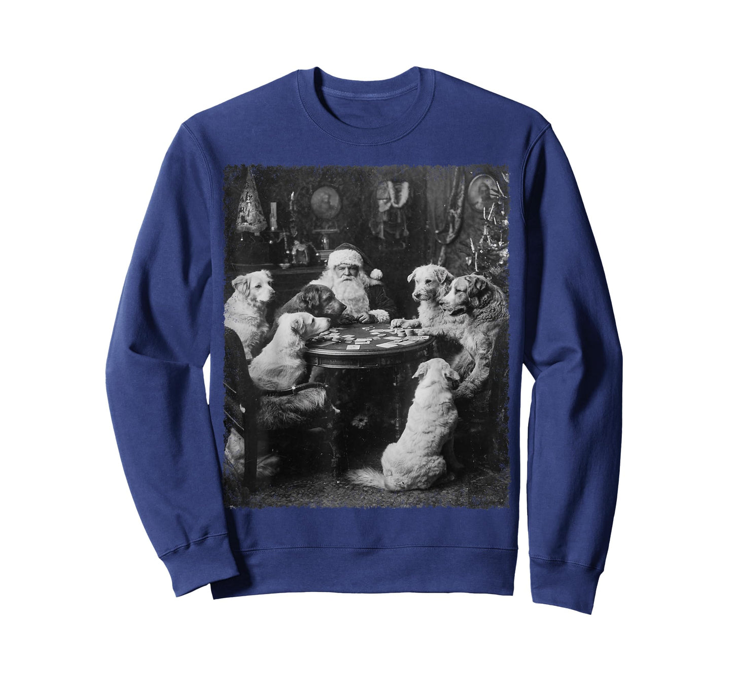 Santa Playing Cards Dogs Playing Poker Christmas Design T-Shirt