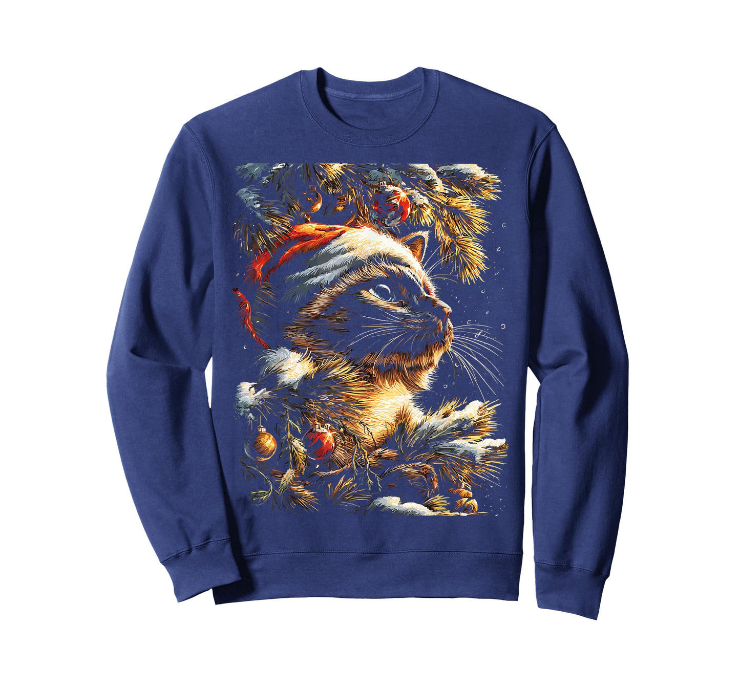 Christmas Siamese Cat with Santa Hat Festive Winter Kitten T-Shirt