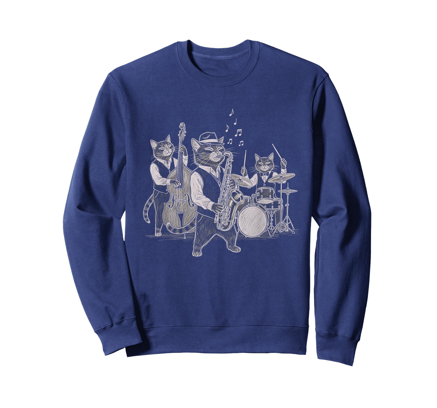 Cats Playing Jazz Saxophone Drums Art Music Lover T-Shirt