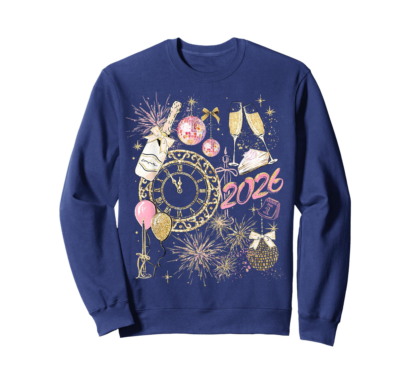 Happy New Year 2026 Elegant Champagne Celebration T-Shirt