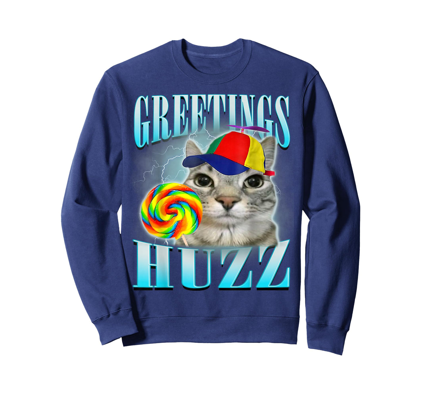 Lollipop Cat Meme Greetings Huzz Funny Silly Cats Humor T-Shirt