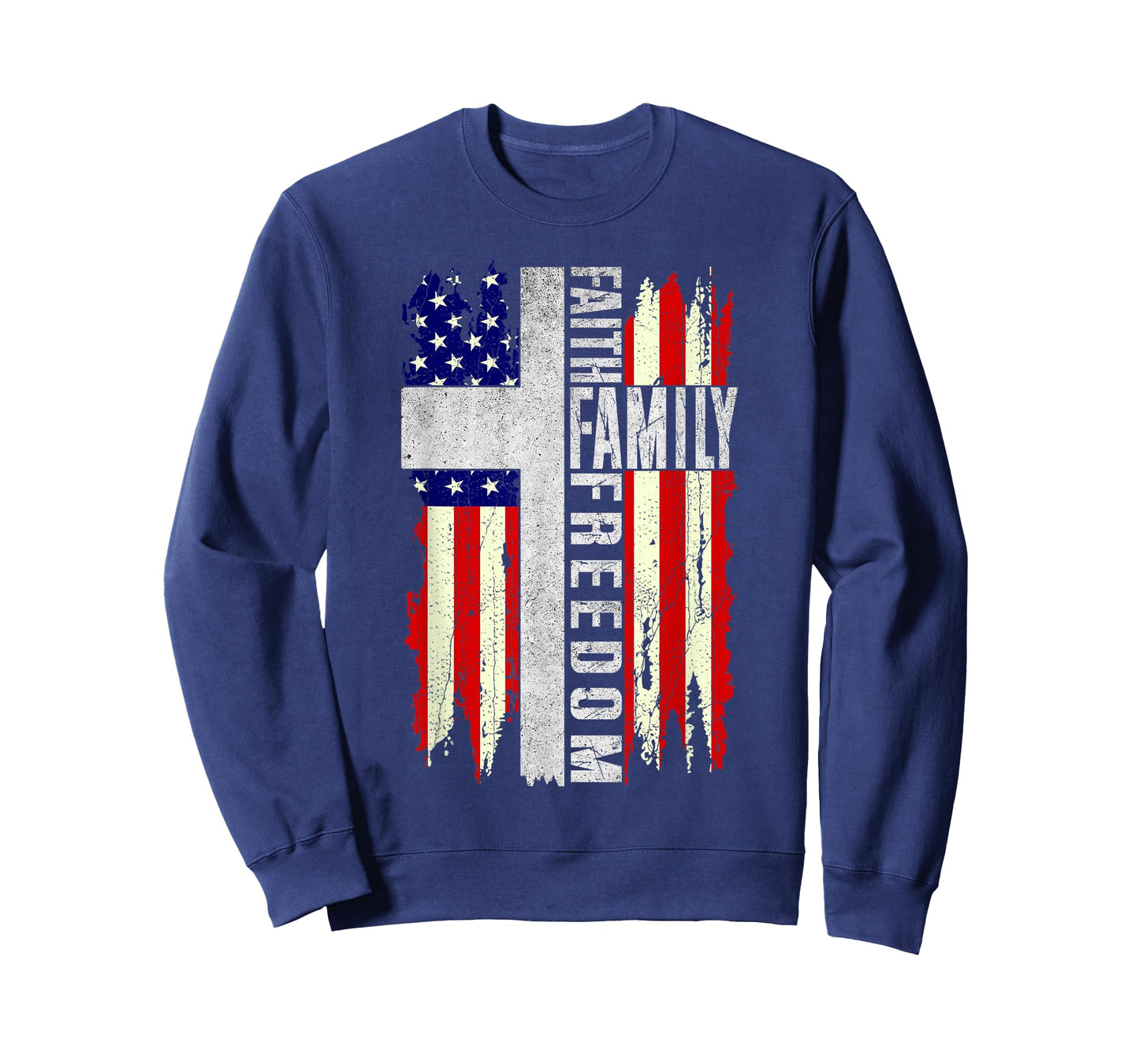 Faith Family Freedom - Patriotic Christian Vintage USA Flag T-Shirt