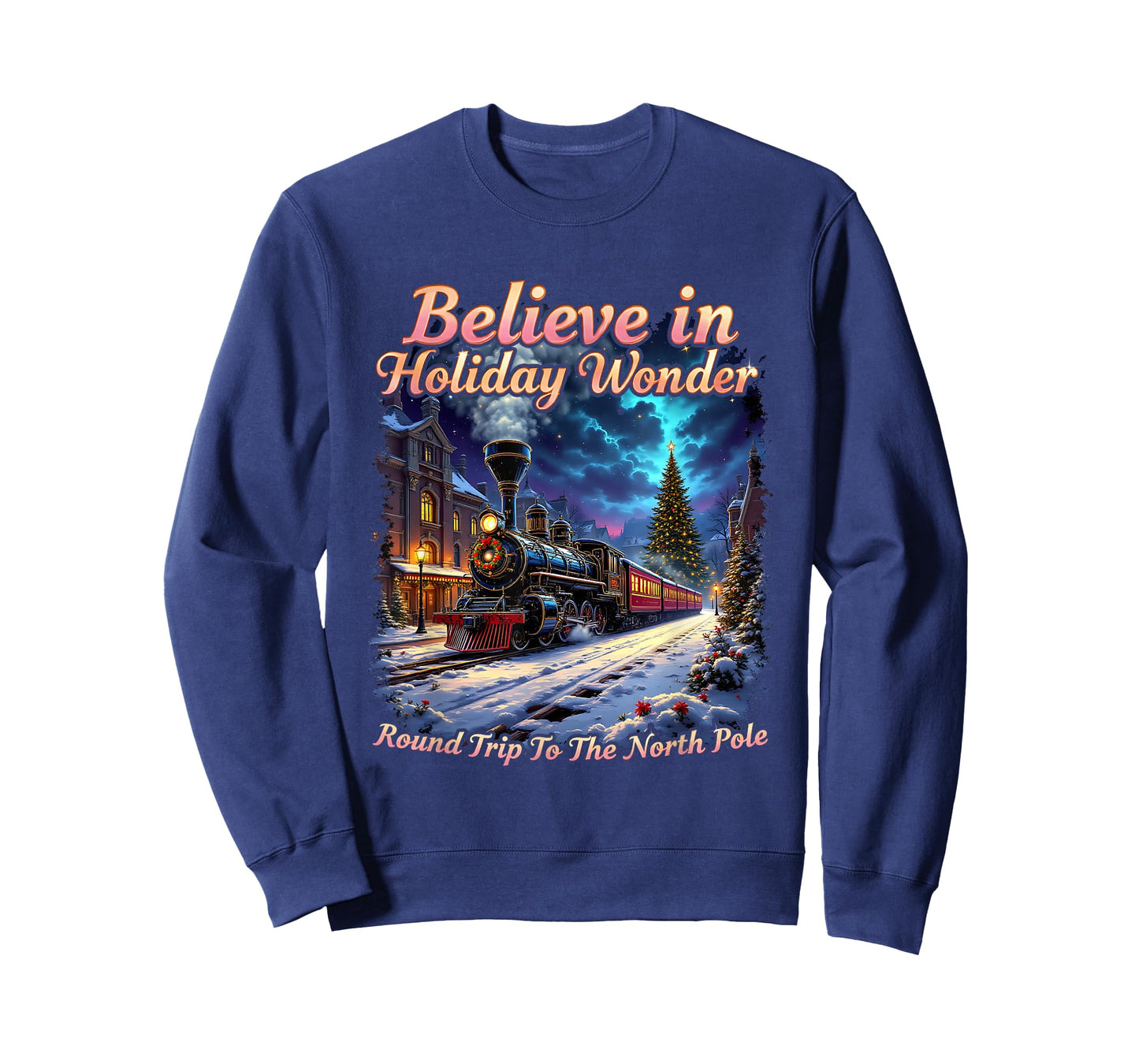 Believe Round Trip North Pole All Aboard to Christmas Town T-Shirt