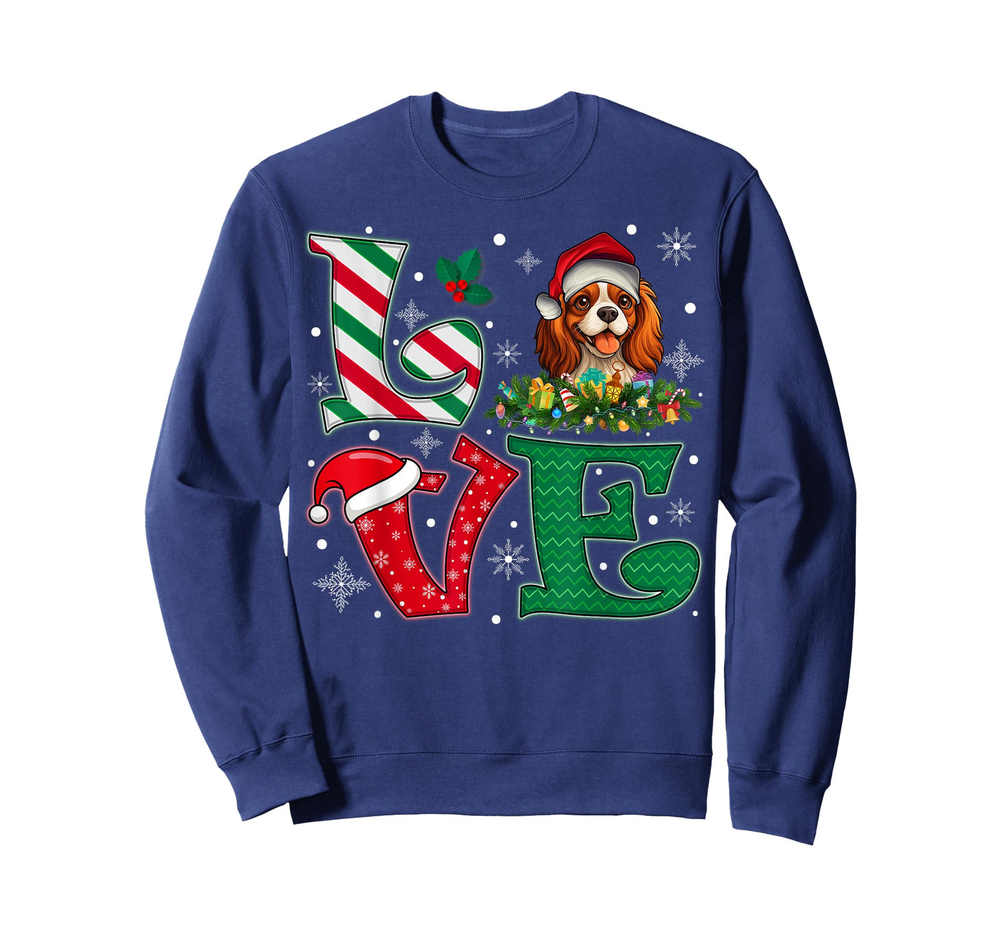Santa Hat Love Cavalier King Charles Spaniel Dog Xmas Girls T-Shirt