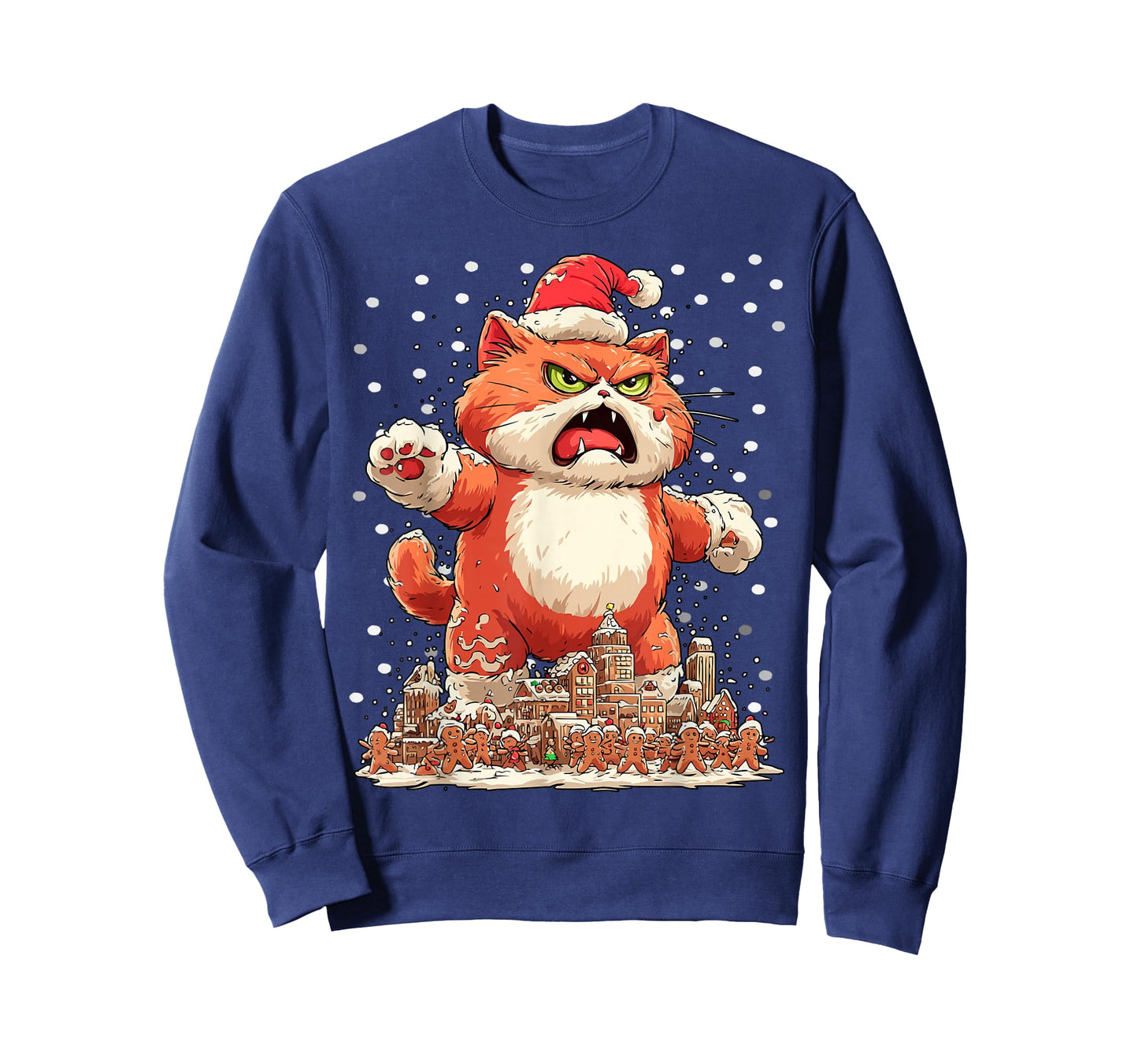 Funny Santa Cat with Gingerbread Cookies Christmas Parody T-Shirt