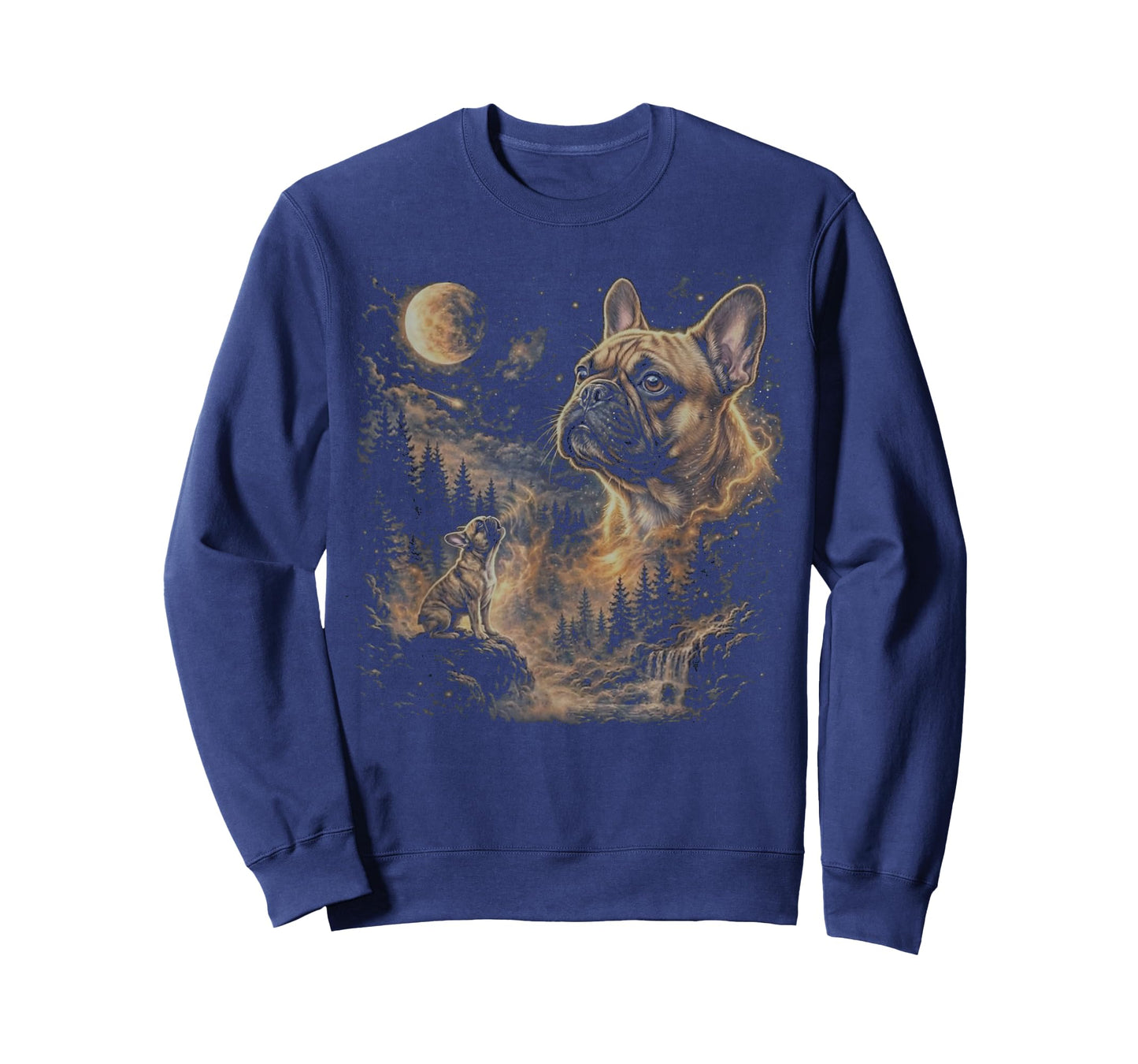 French Bulldog Howling to The Moon Vintage 90s Retro Animal T-Shirt