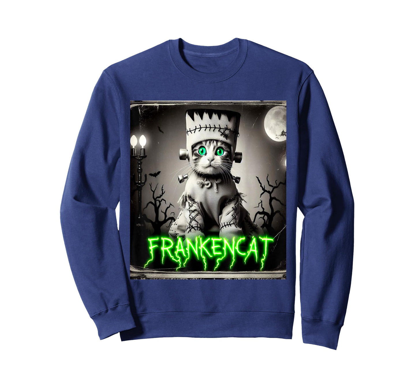 Frankencat Frankenstein Cat Vintage Photo Halloween Funny T-Shirt