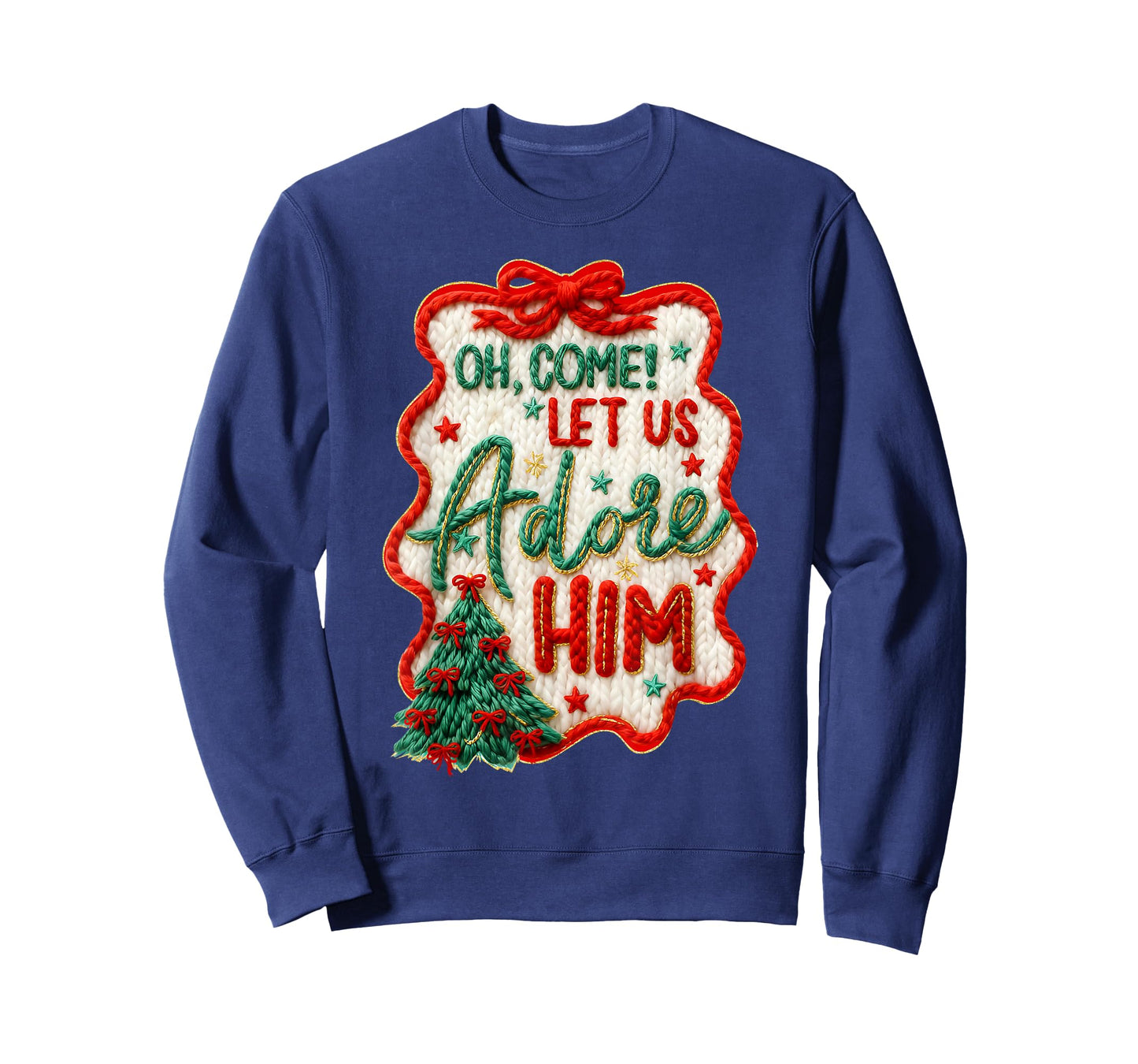 Oh Come Let Us Adore Him Christian Jesus Christmas Holiday T-Shirt