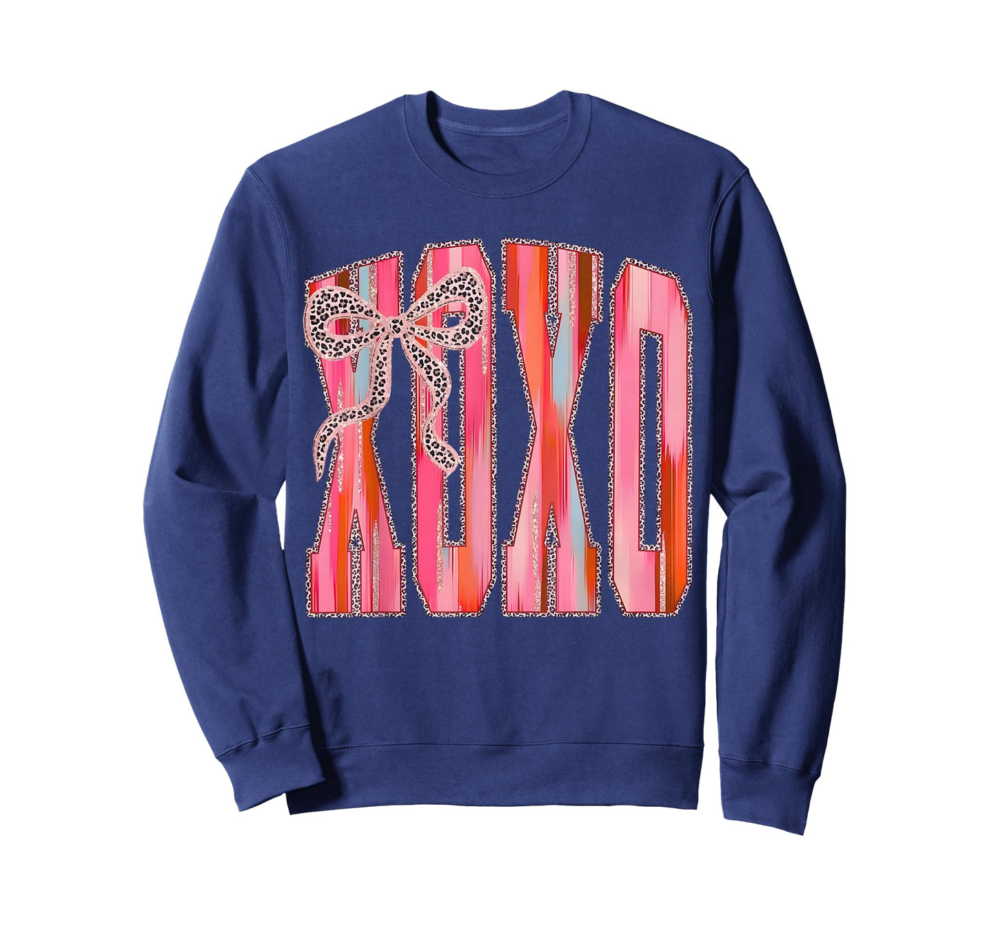 XOXO Leopard Bow Funny Valentine's Day Coquette Pink T-Shirt