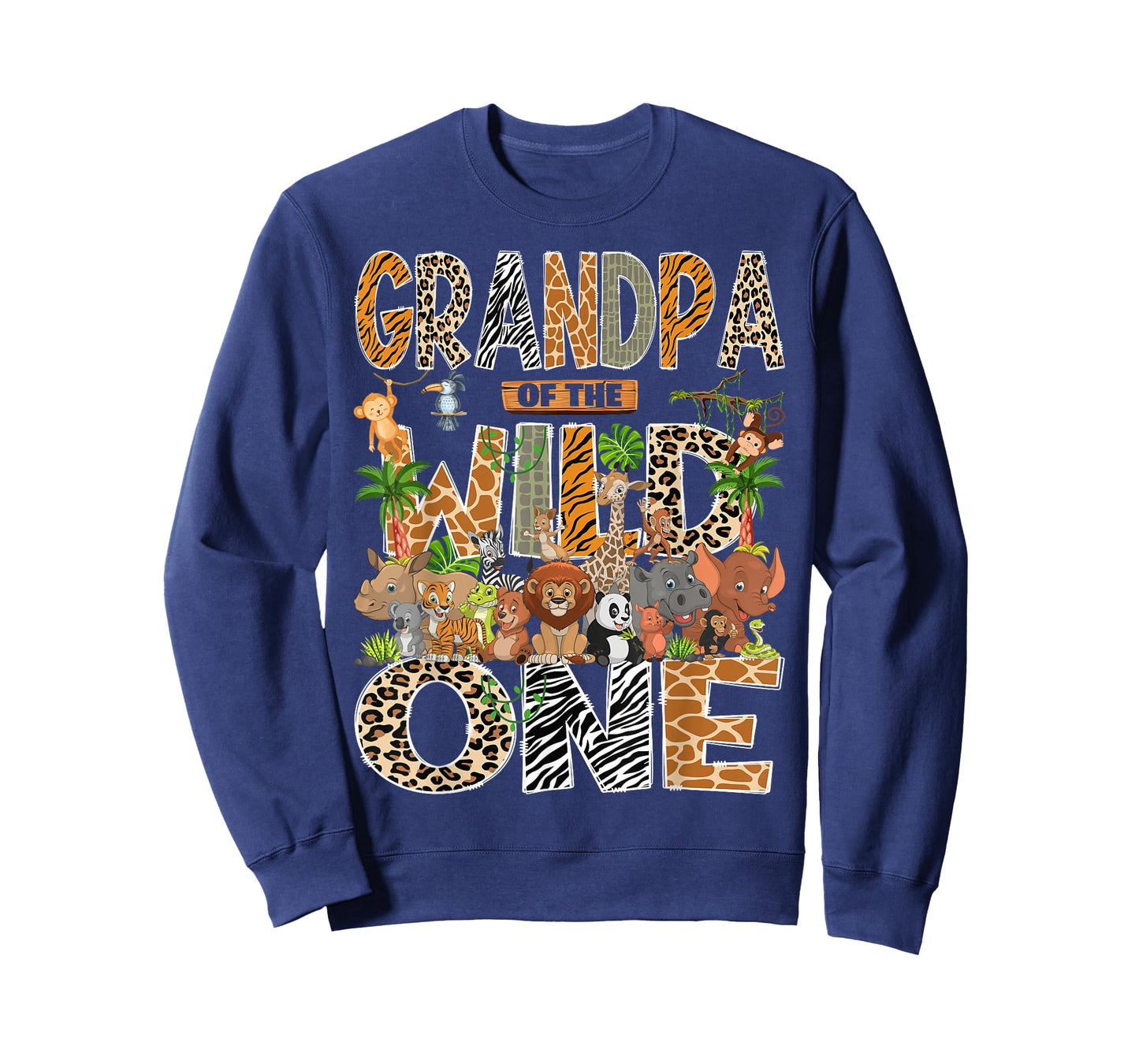 Grandpa of The Wild One Safari Zoo Animal 1st Birthday Boy T-Shirt