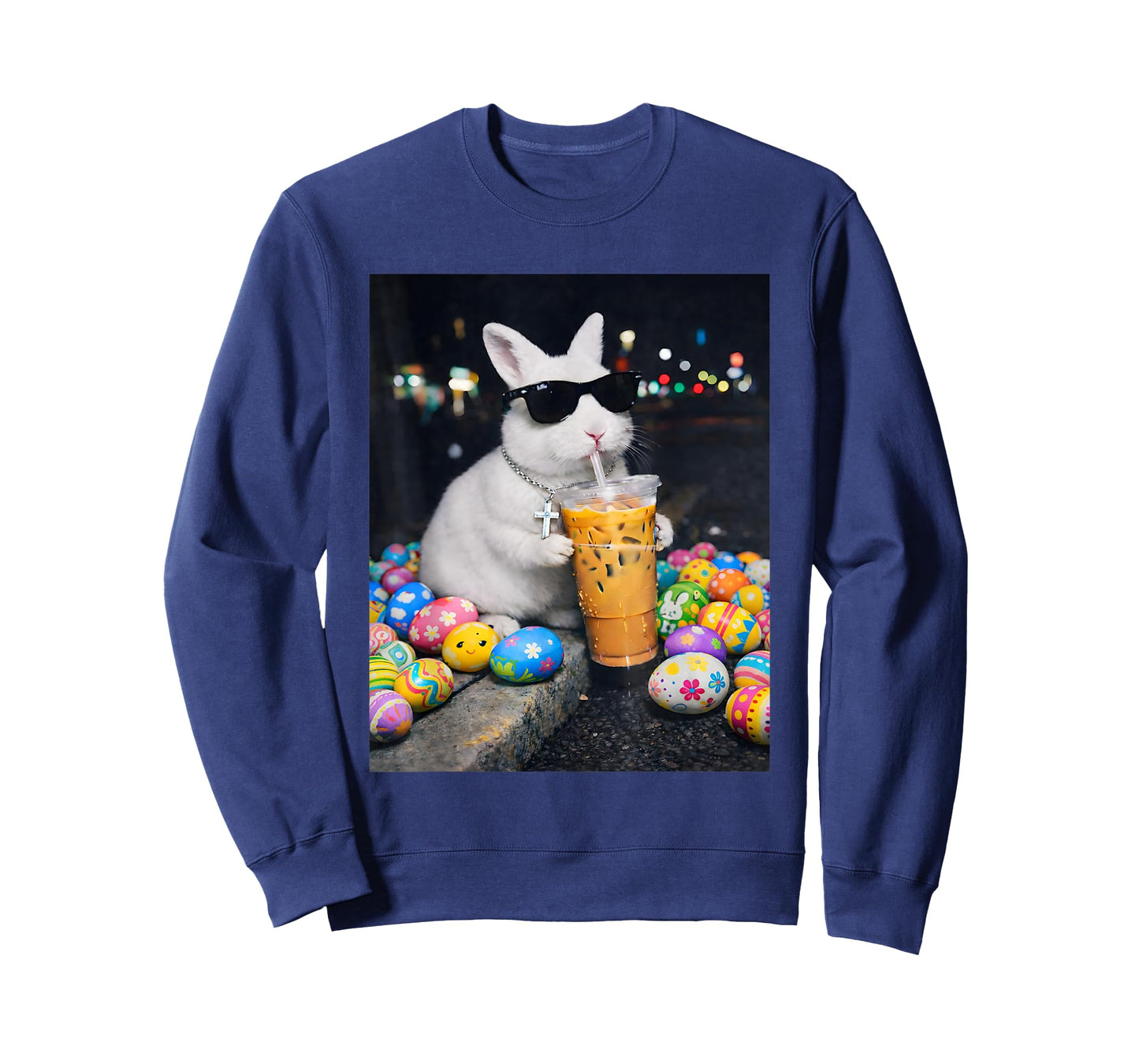 Easter Bunny Drinking Iced Cofffe Men Bunny Easter Women T-Shirt