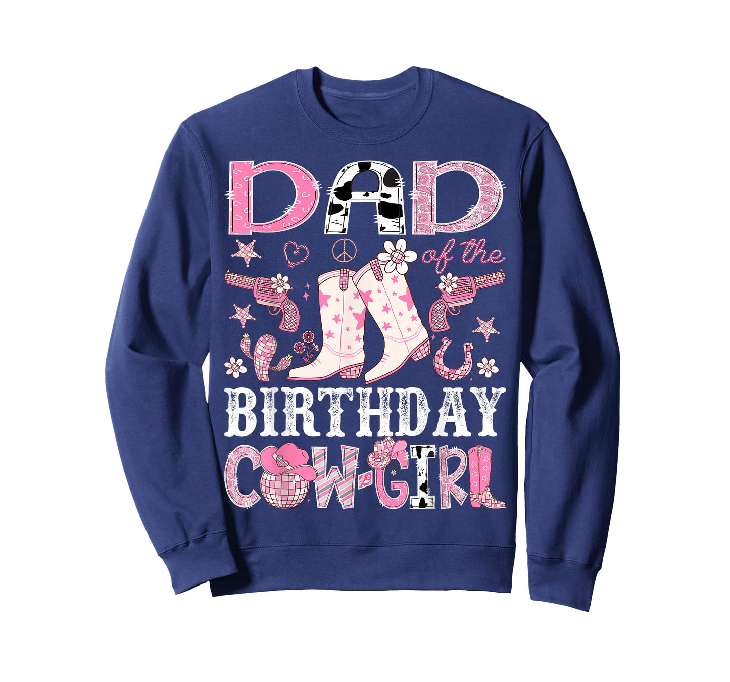 Dad of The Birthday Cowgirl Pink Disco Rodeo Dad T-Shirt