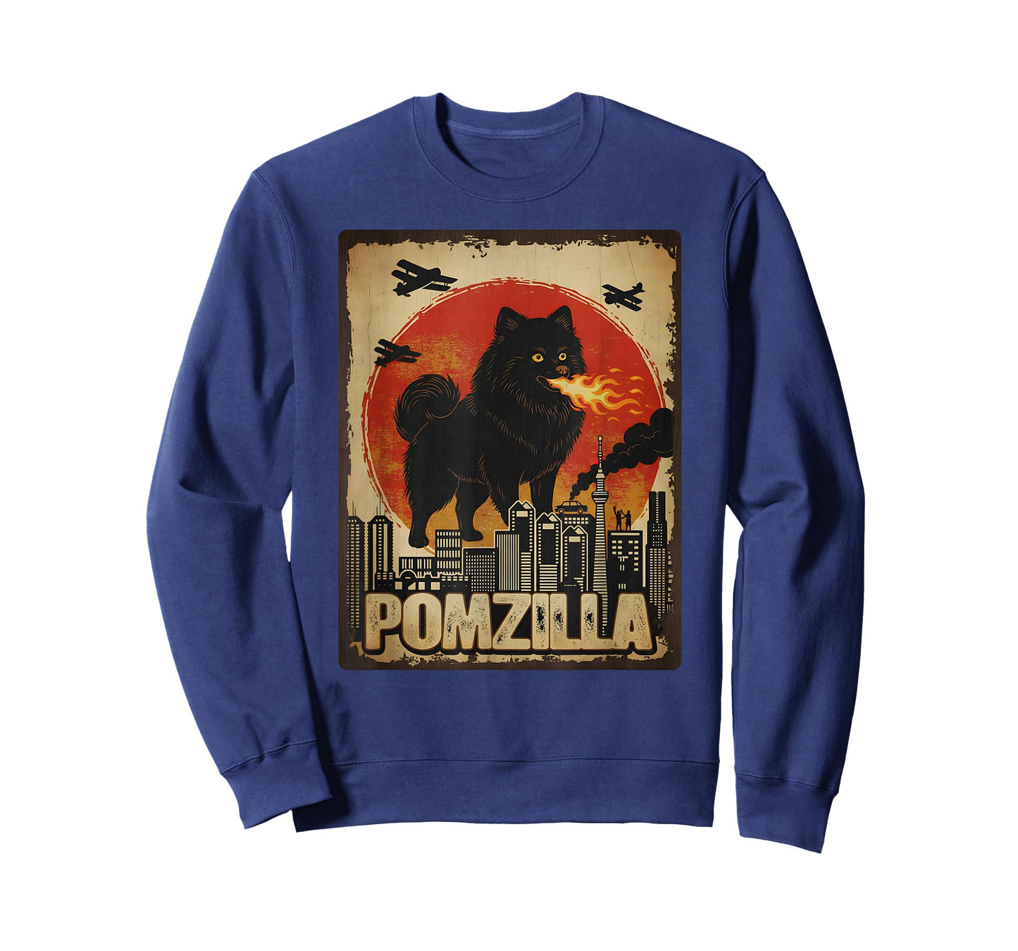 Funny Pomzilla Black Pomeranian Dog Monster Vintage Japanese T-Shirt